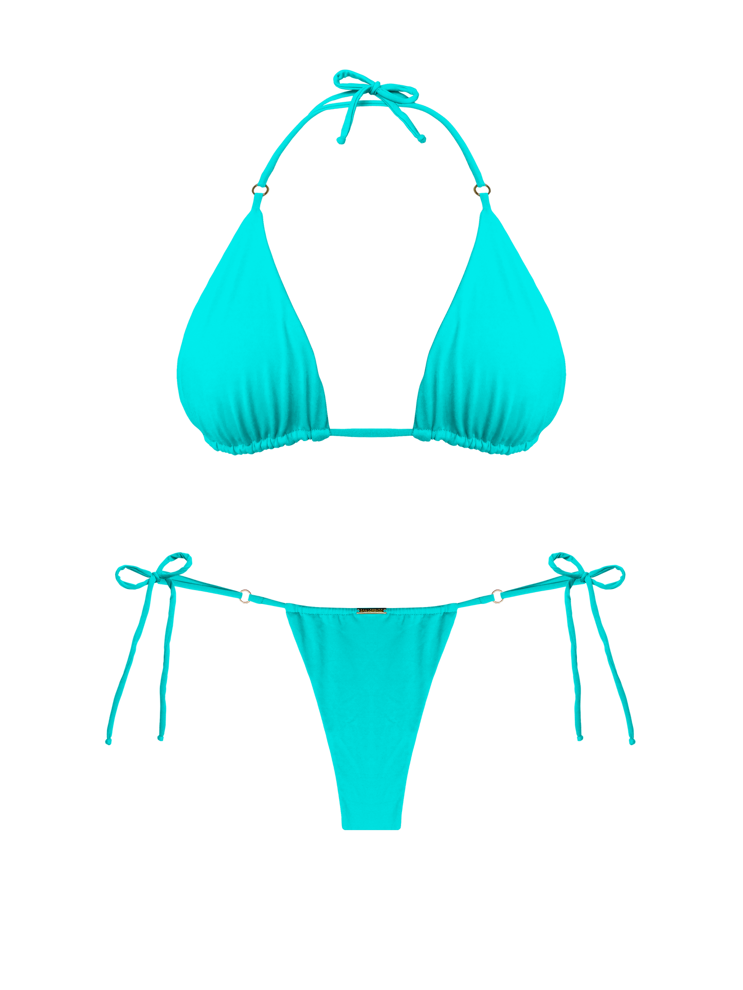 Moorea Azure Teal Hoop Ring Bikini Top