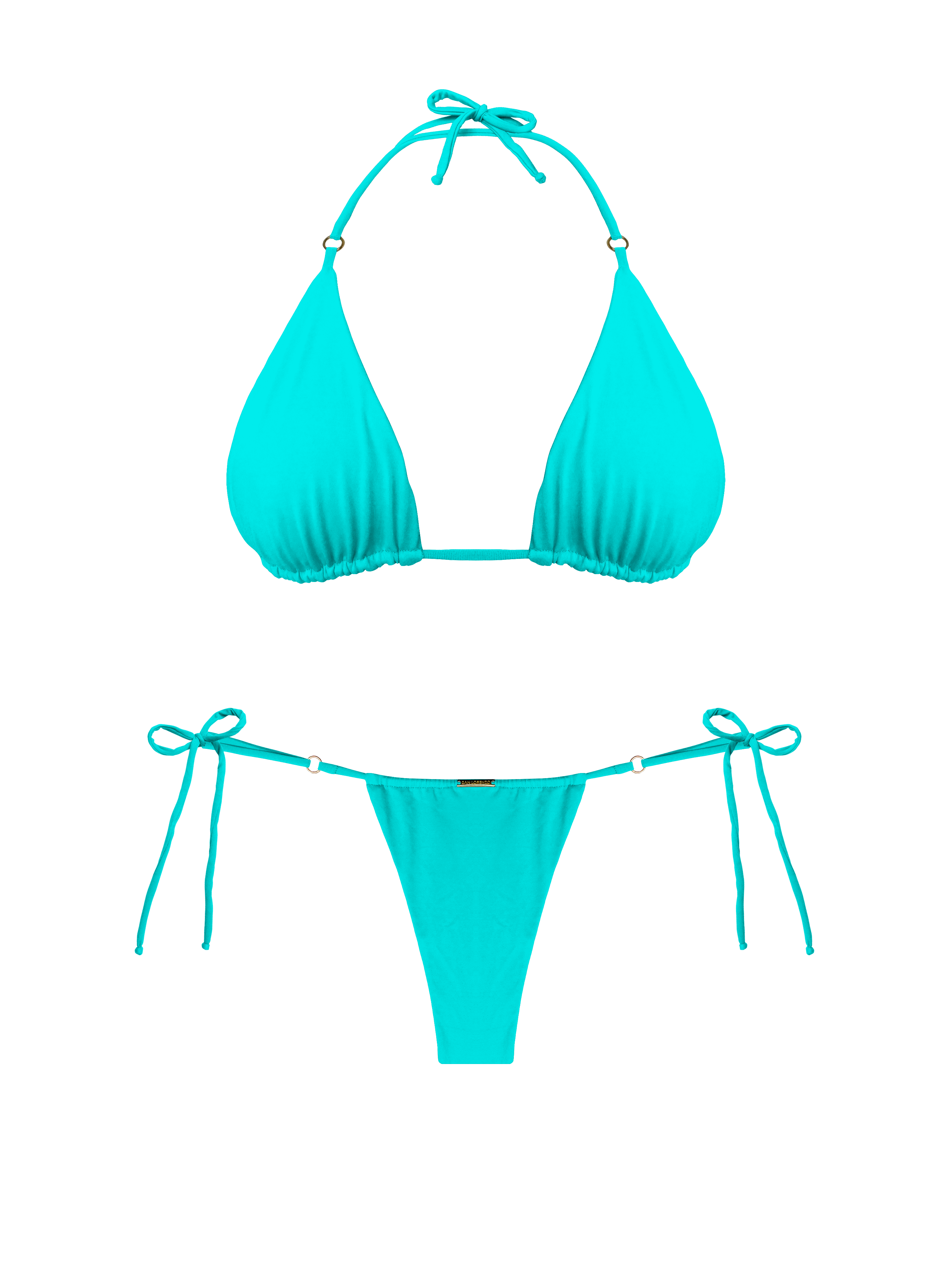 Moorea Azure Teal Tie Hoop Ring Bikini Bottom