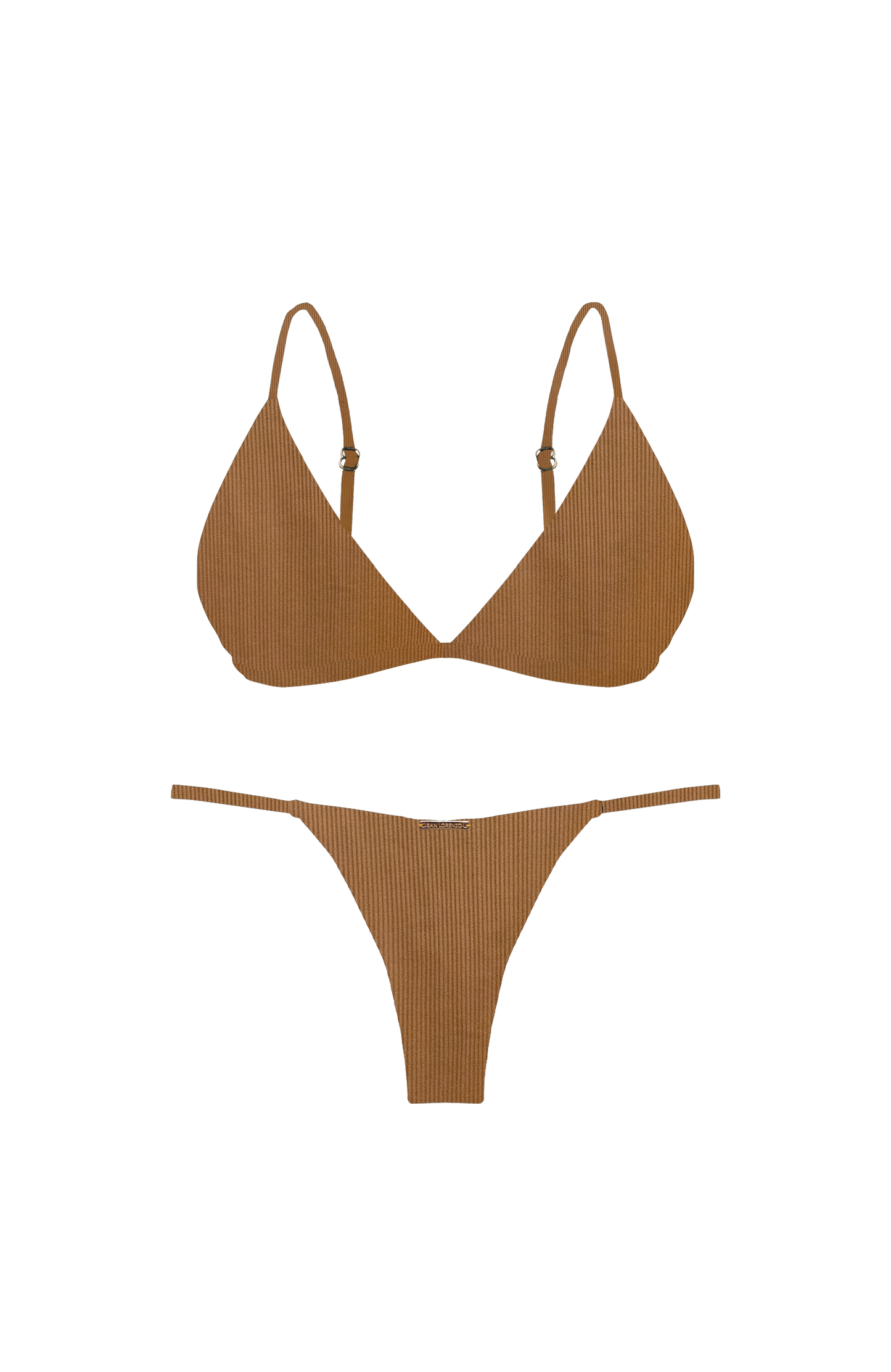 ANIMAL Camel Ribbed Elastic Thin Brief Bikini Bottom