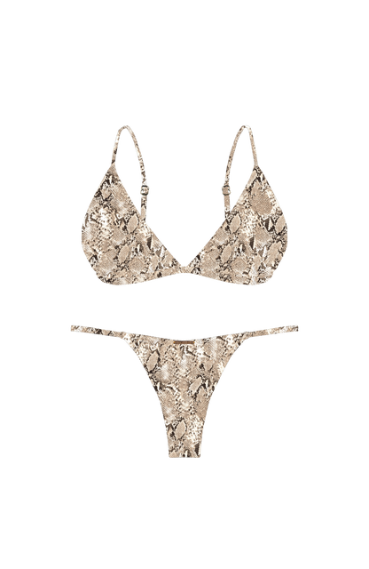 ANIMAL Desert Snake Ribbed Print Bra Halter Bikini Top