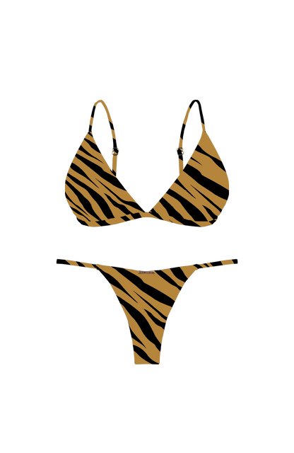 ANIMAL Golden Zebra Design Bra Halter Bikini Top