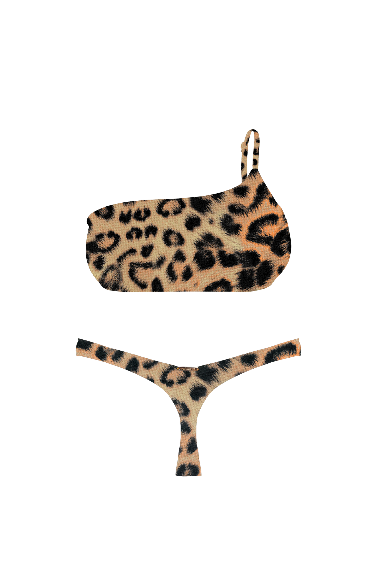 ANIMAL Jungle Cat Design Ruched Brief Thong Bikini Bottom