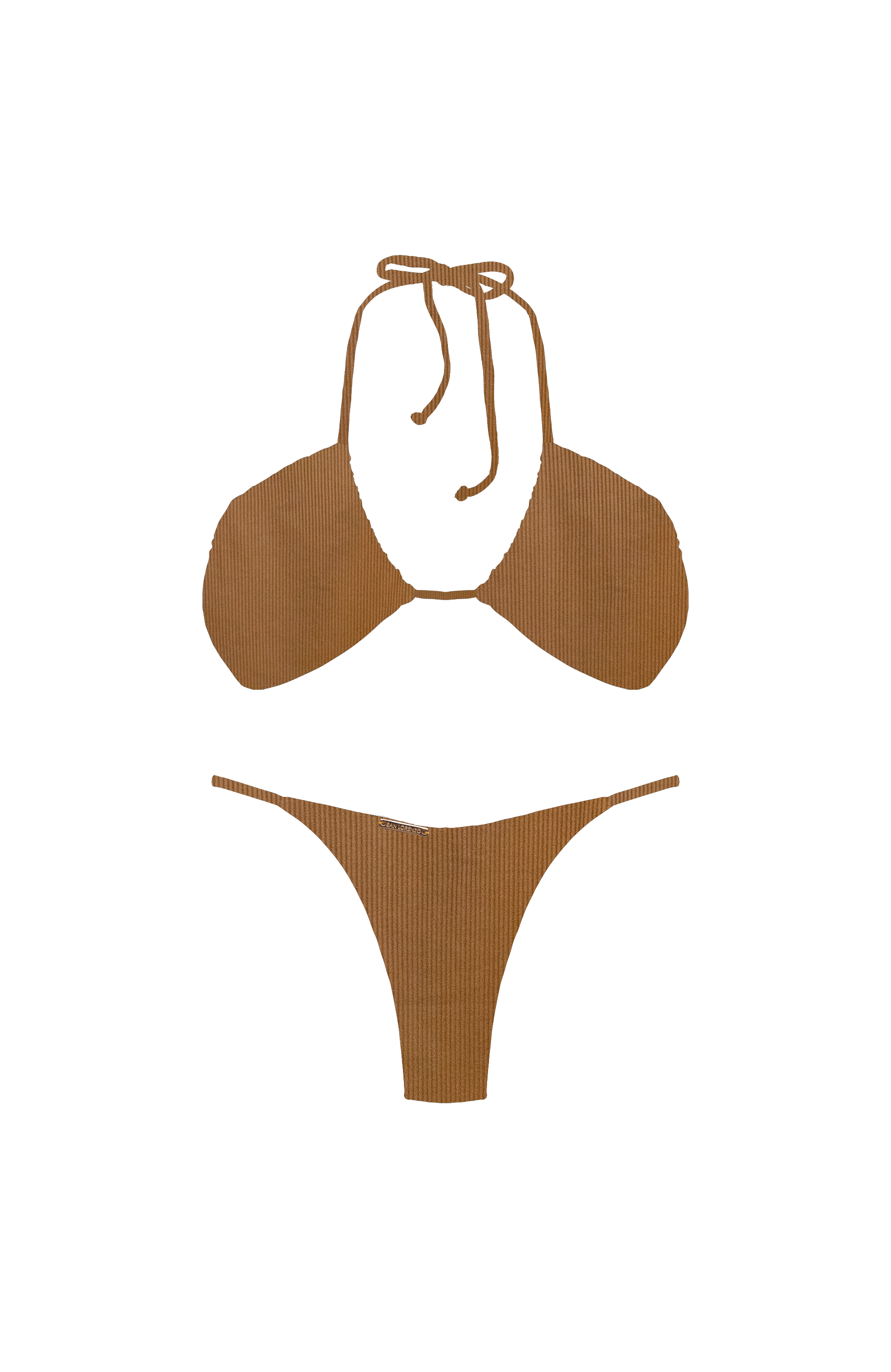 ANIMAL Camel Ribbed Upsidedown Triangle Bikini Top