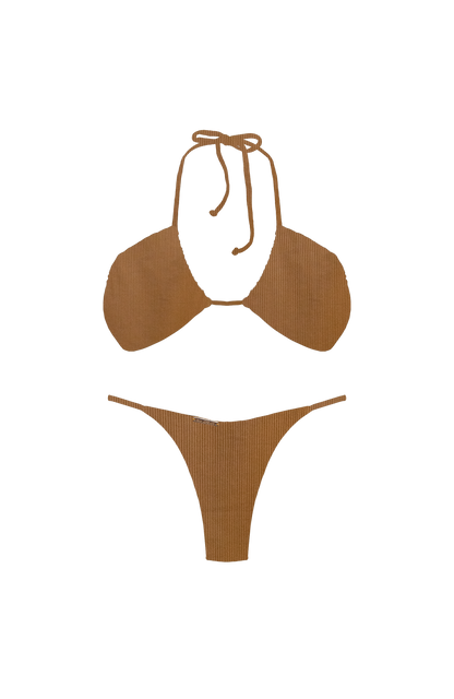 ANIMAL Camel Ribbed Upsidedown Triangle Bikini Top