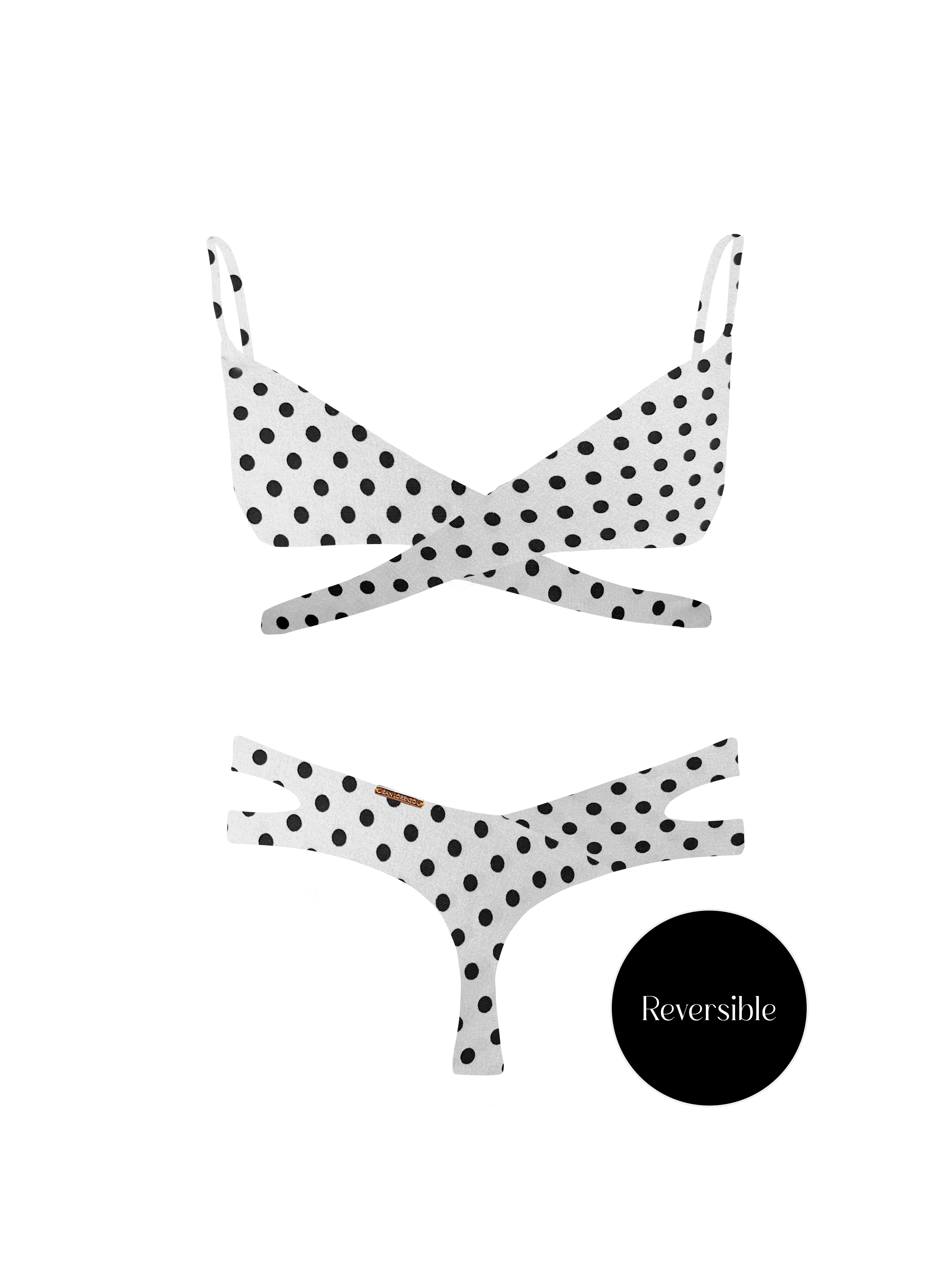 80’s Muse Noir and Blanc Double Strap Bikini Bottom