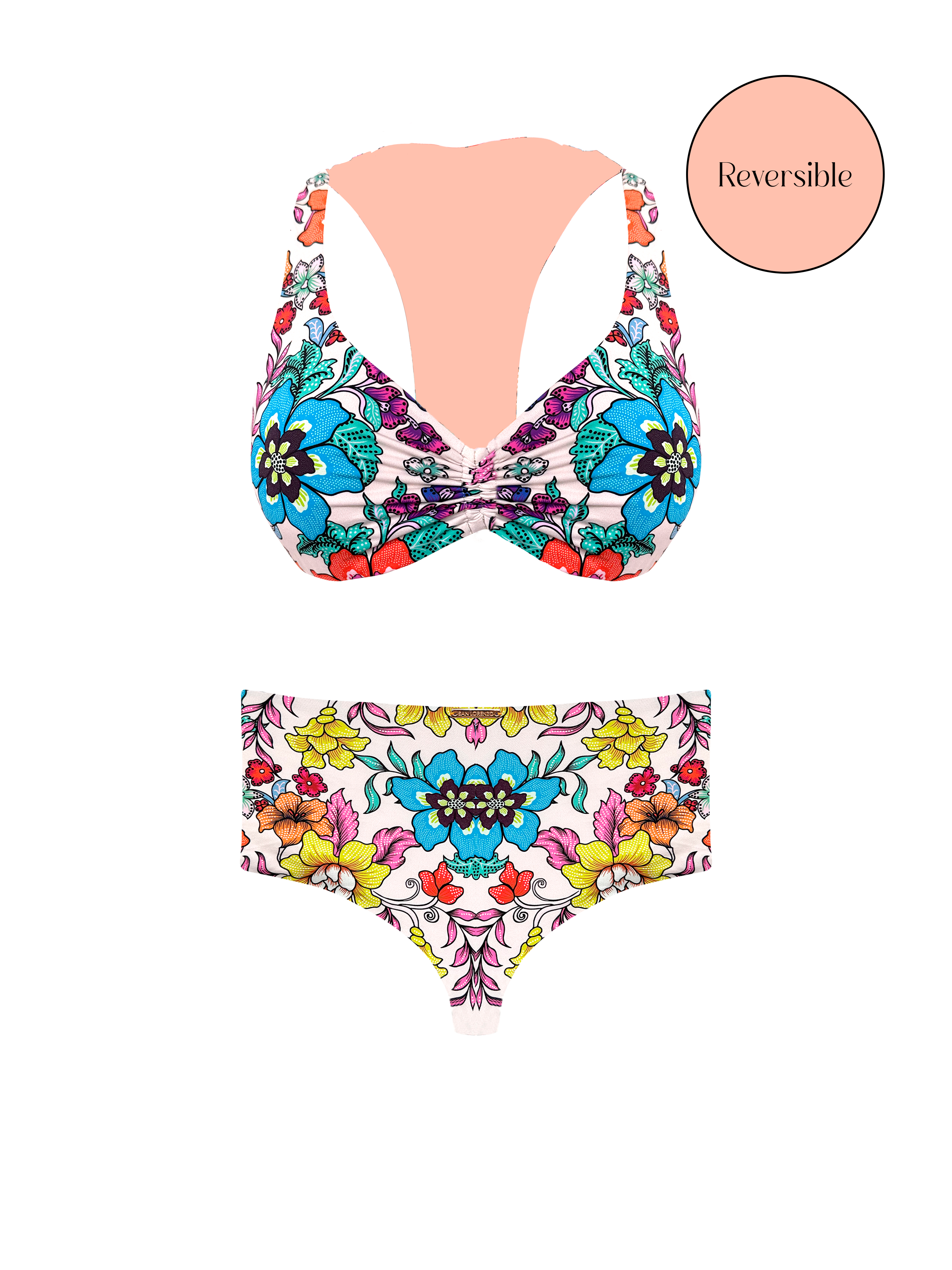 80’s Muse Retro Flora Twisted Sport Bikini Top