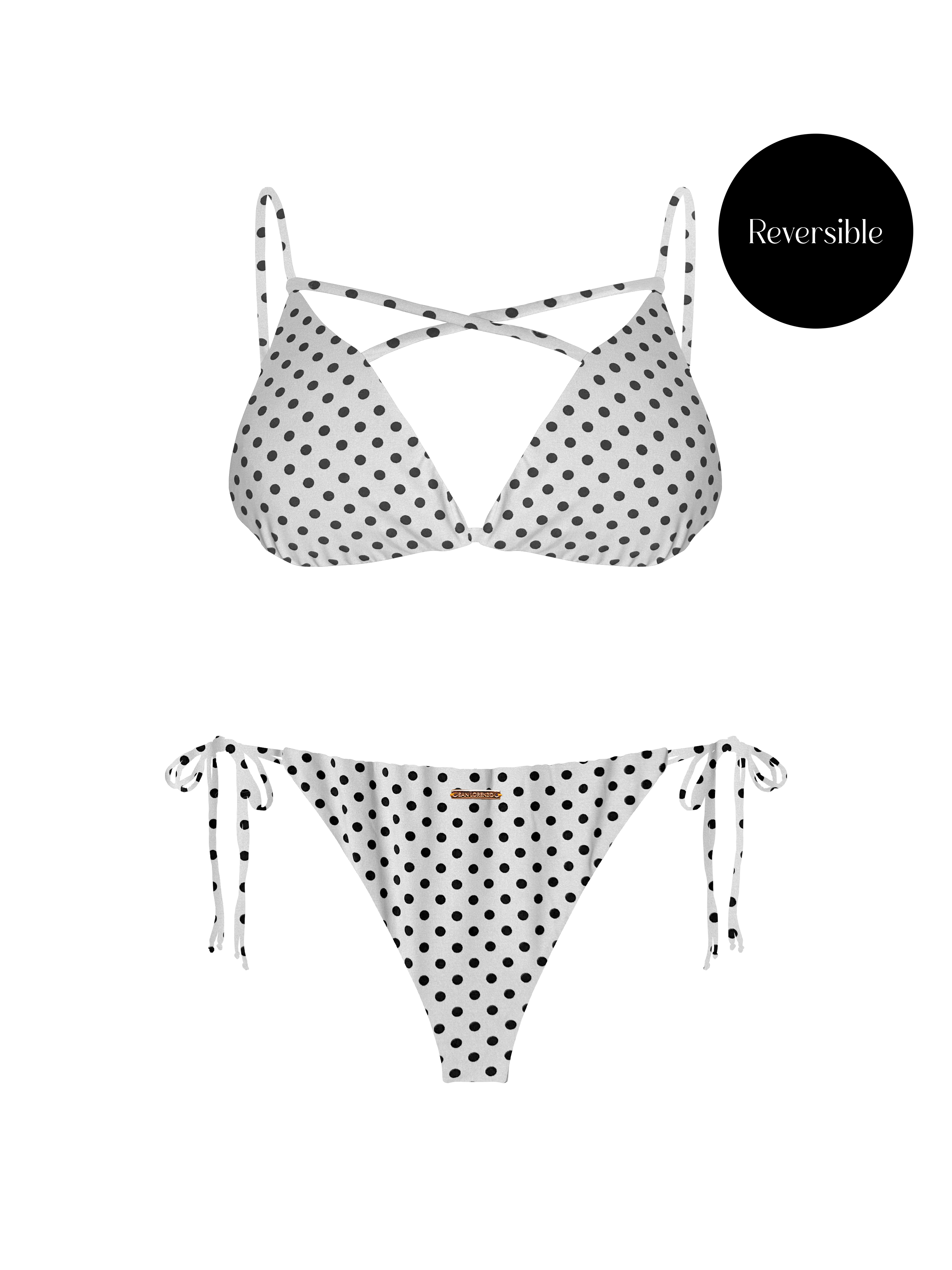 80’s Muse Noir and Blanc Cross Front Halter Bikini Top