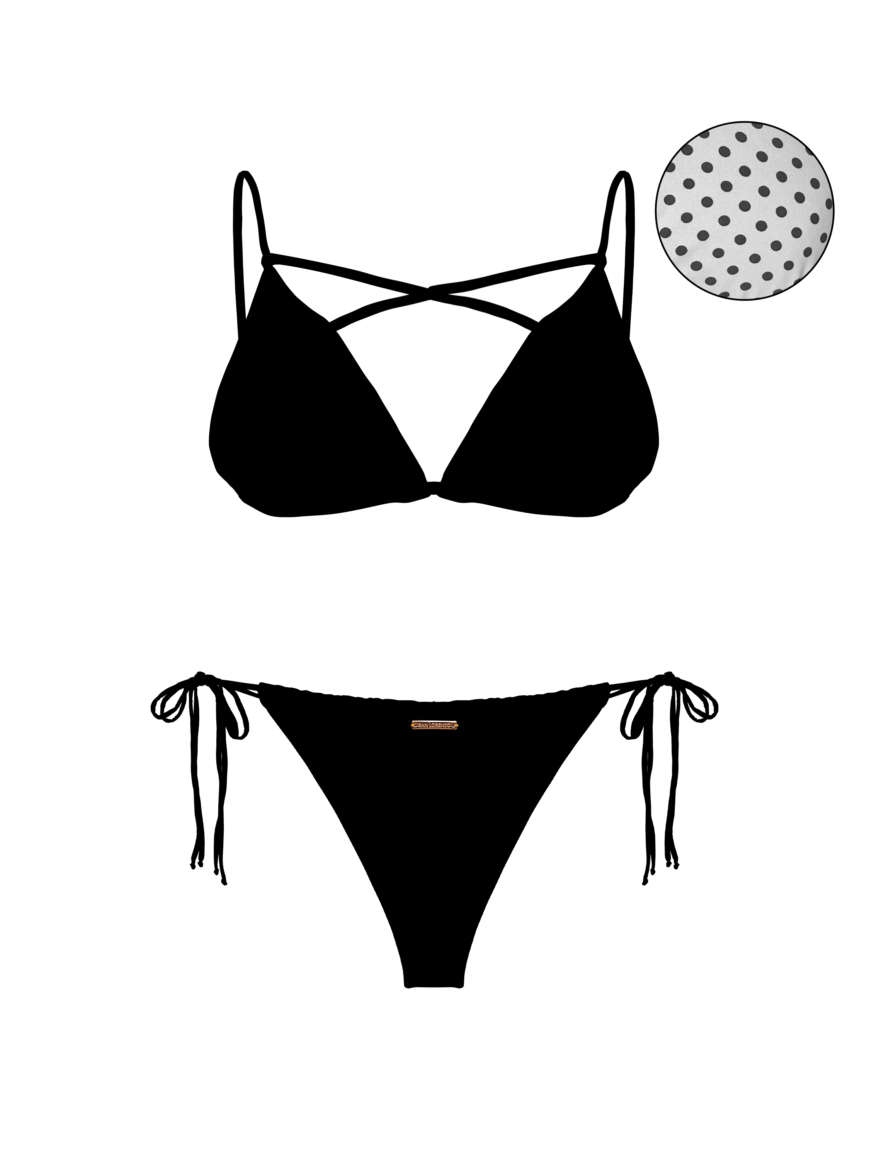 80’s Muse Black Heart Double Loop String Bikini Bottom