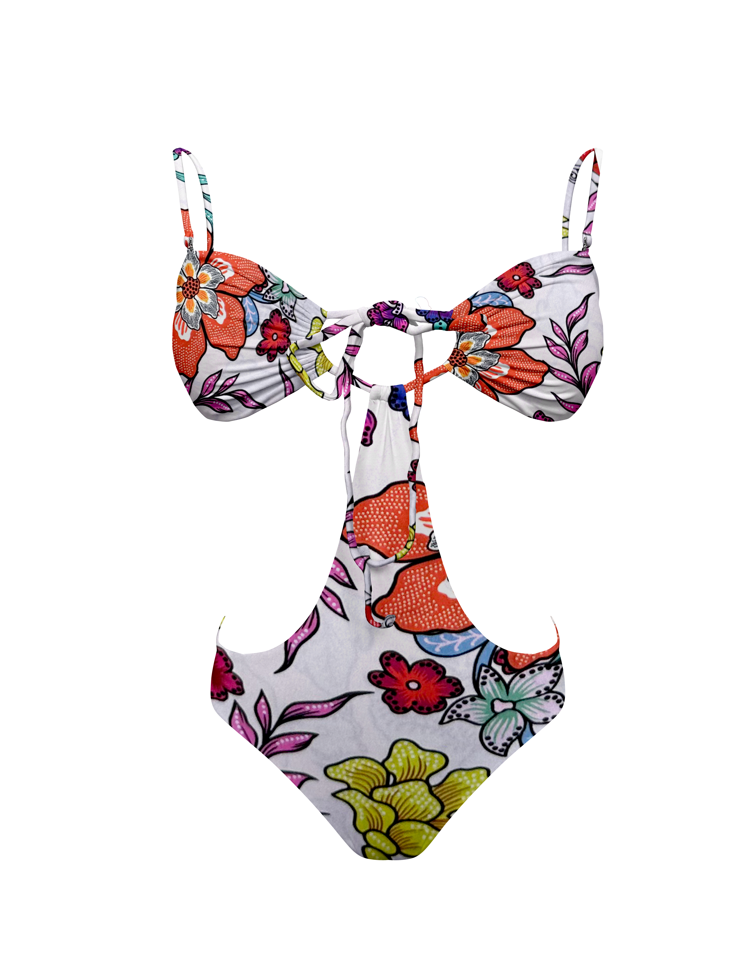 80’s Muse Retro Flora Keyhole String One Piece