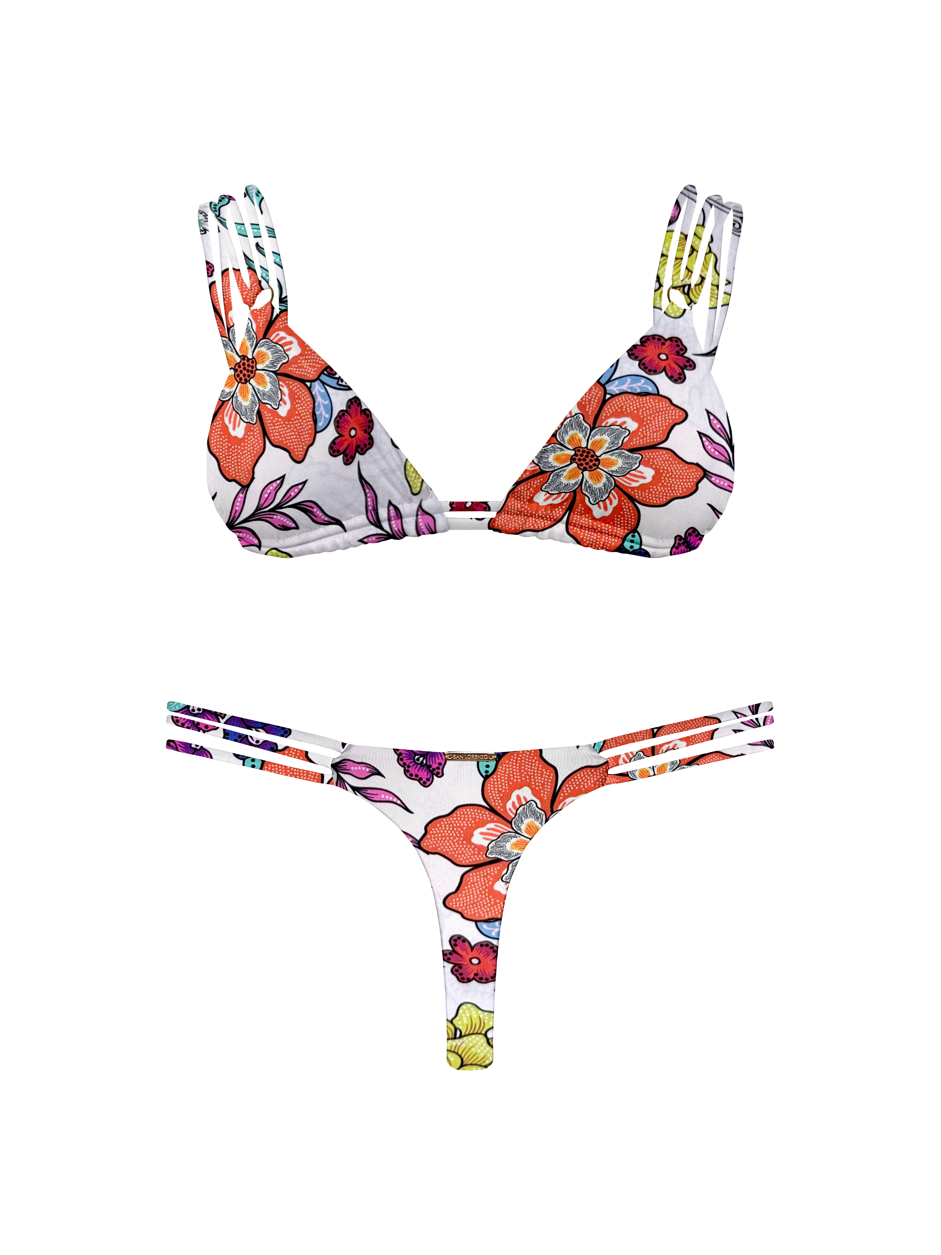 80’s Muse Retro Flora Three Strap Bikini Bottom