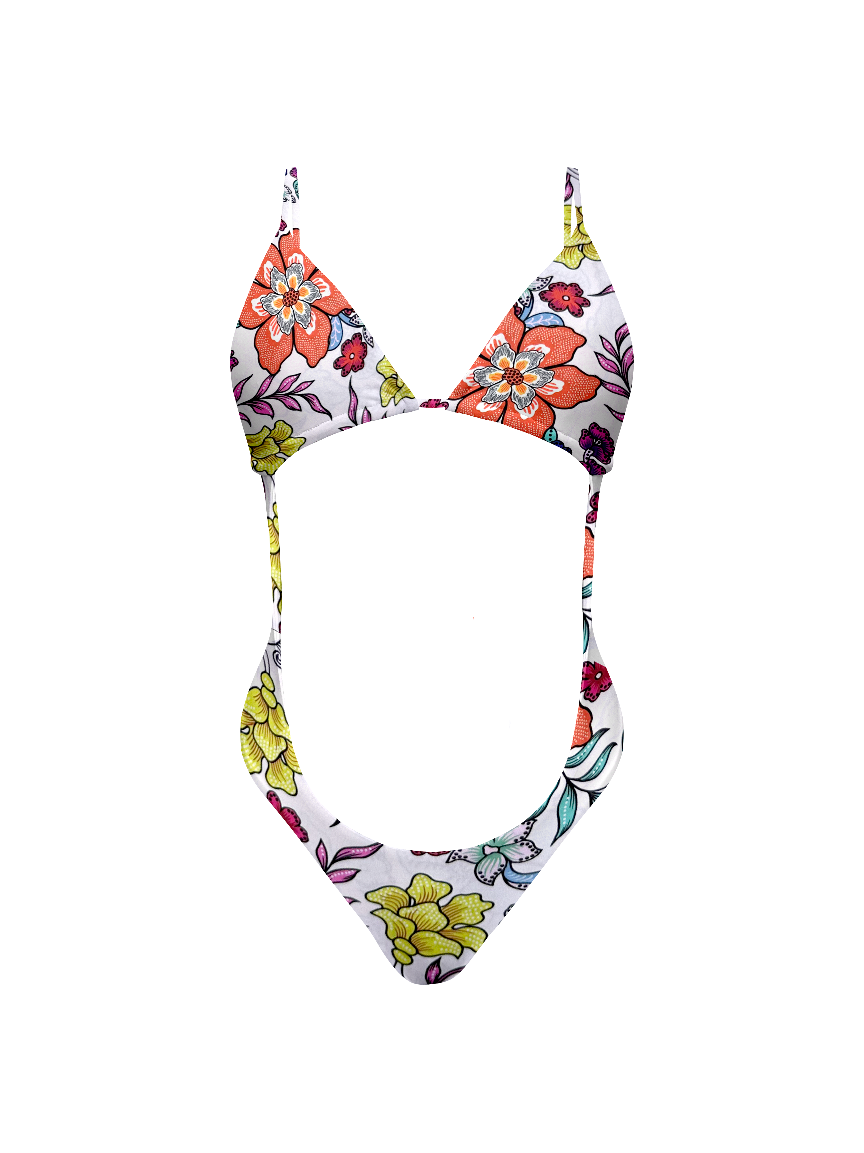 80’s Muse Retro Flora Front Cut Out Bikini One Piece