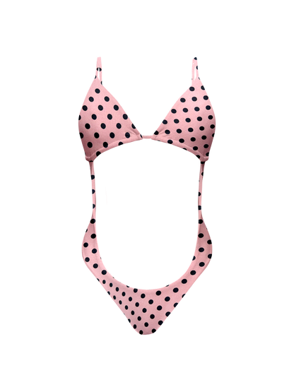 80’s Muse Rosewater Dots Front Cut Out Bikini One Piece