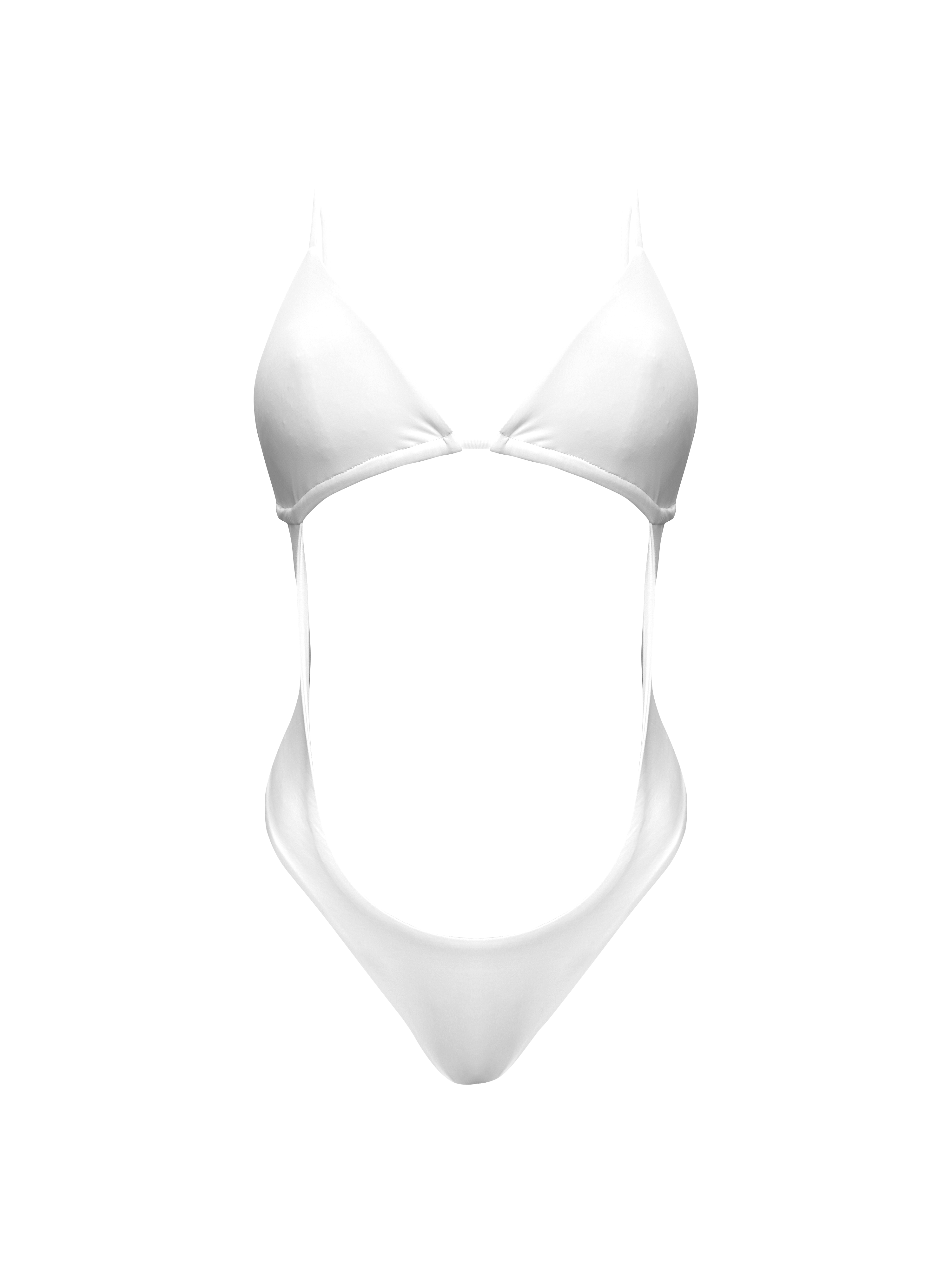 80’s Muse Runway White Front Cut Out Bikini One Piece