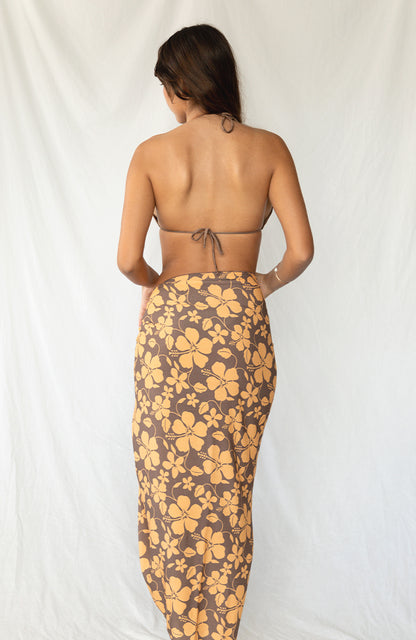 Hibiscus Brown Yellow Sarong