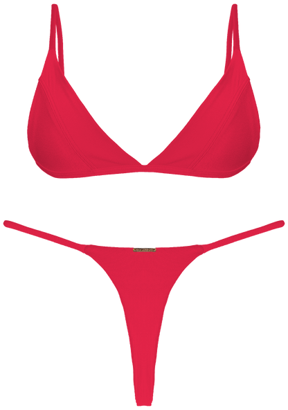 Paradiso Red Rouge Thong Thin Brief Bikini Bottom