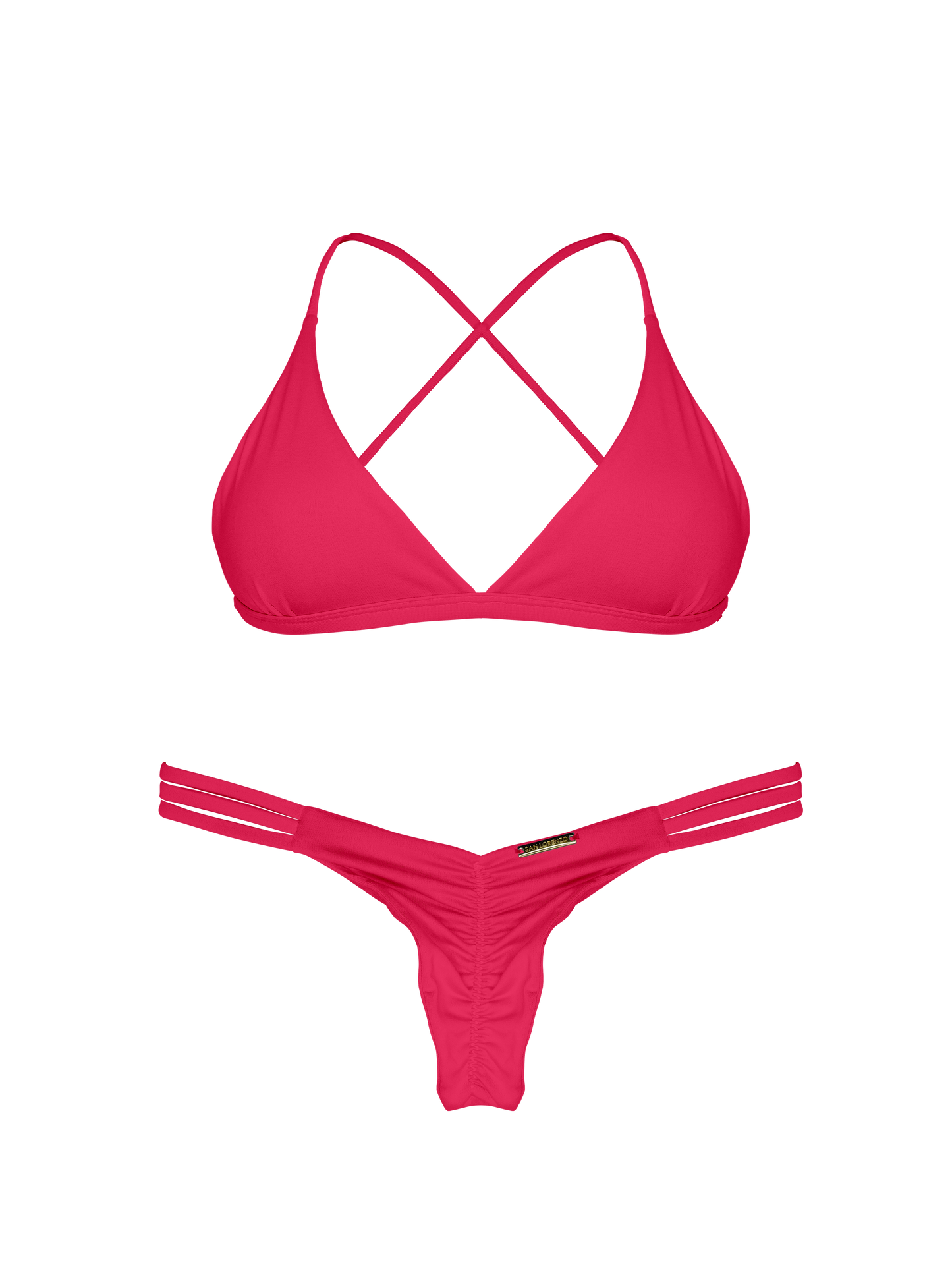 Essential Solids Pink Fusion Cross Back Bikini Top