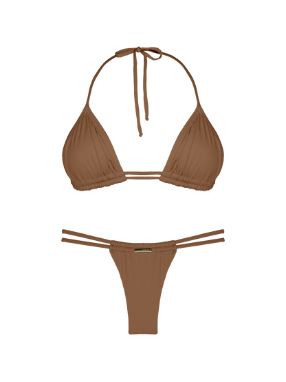 Essential Solids Mudslide Magic Double Loop String Halter Bikini Top