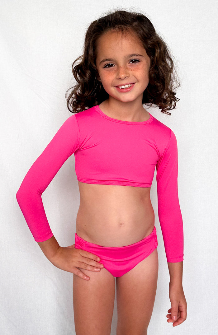 Keiki Paradiso Lush Pink Long Sleeve Cropped Top