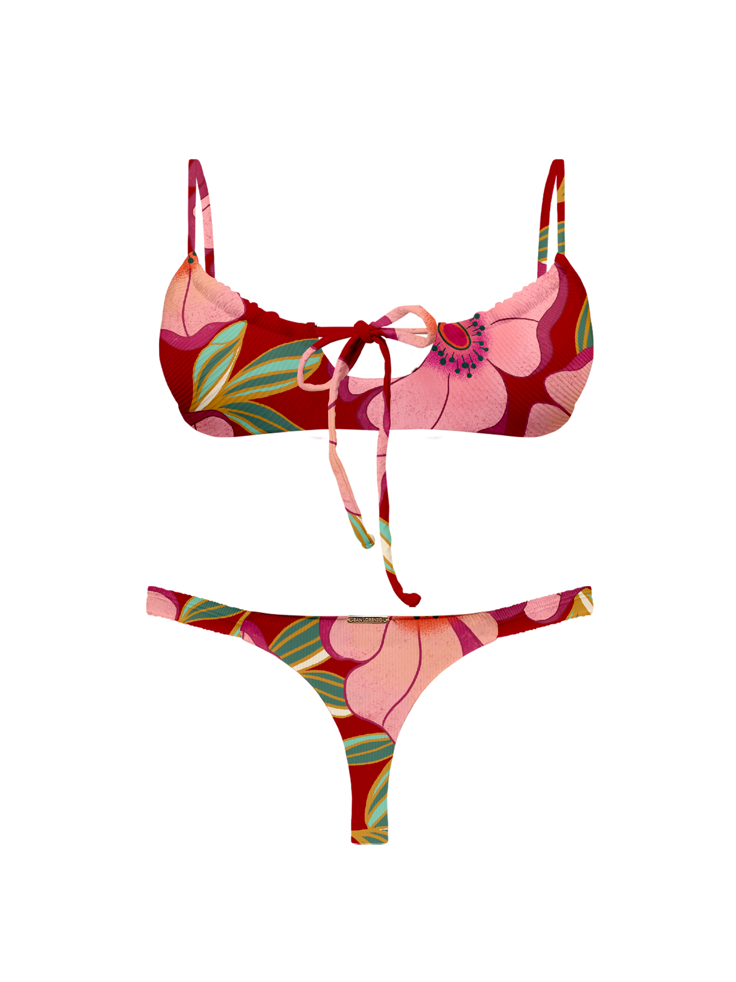 Paradiso Ruched Scoop Bralette Petal Passion Bikini Top