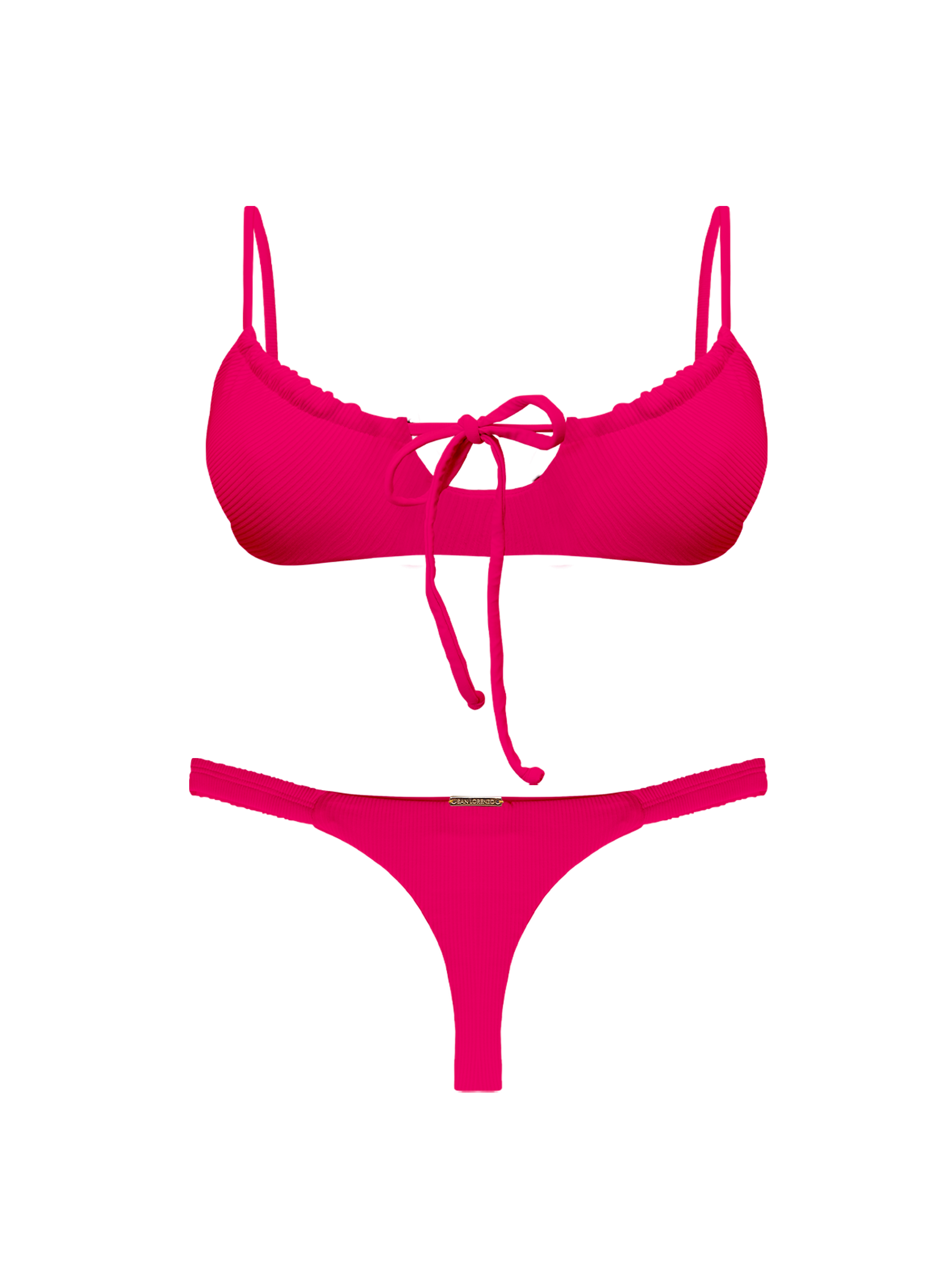 Paradiso Ruched Scoop Bralette Red Rouge Bikini Top