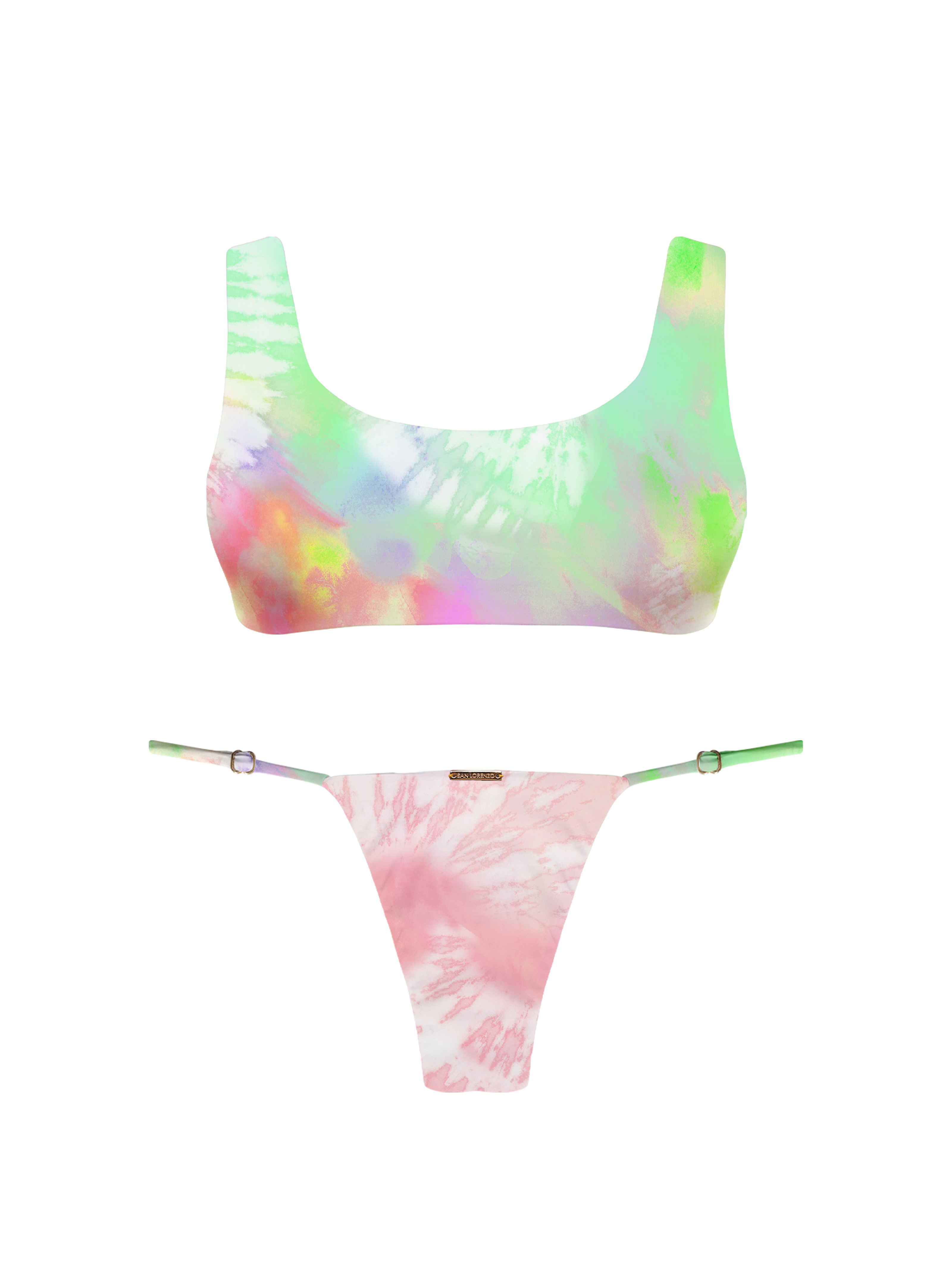 Paradiso Scoop Neck Rainbow Bikini Top