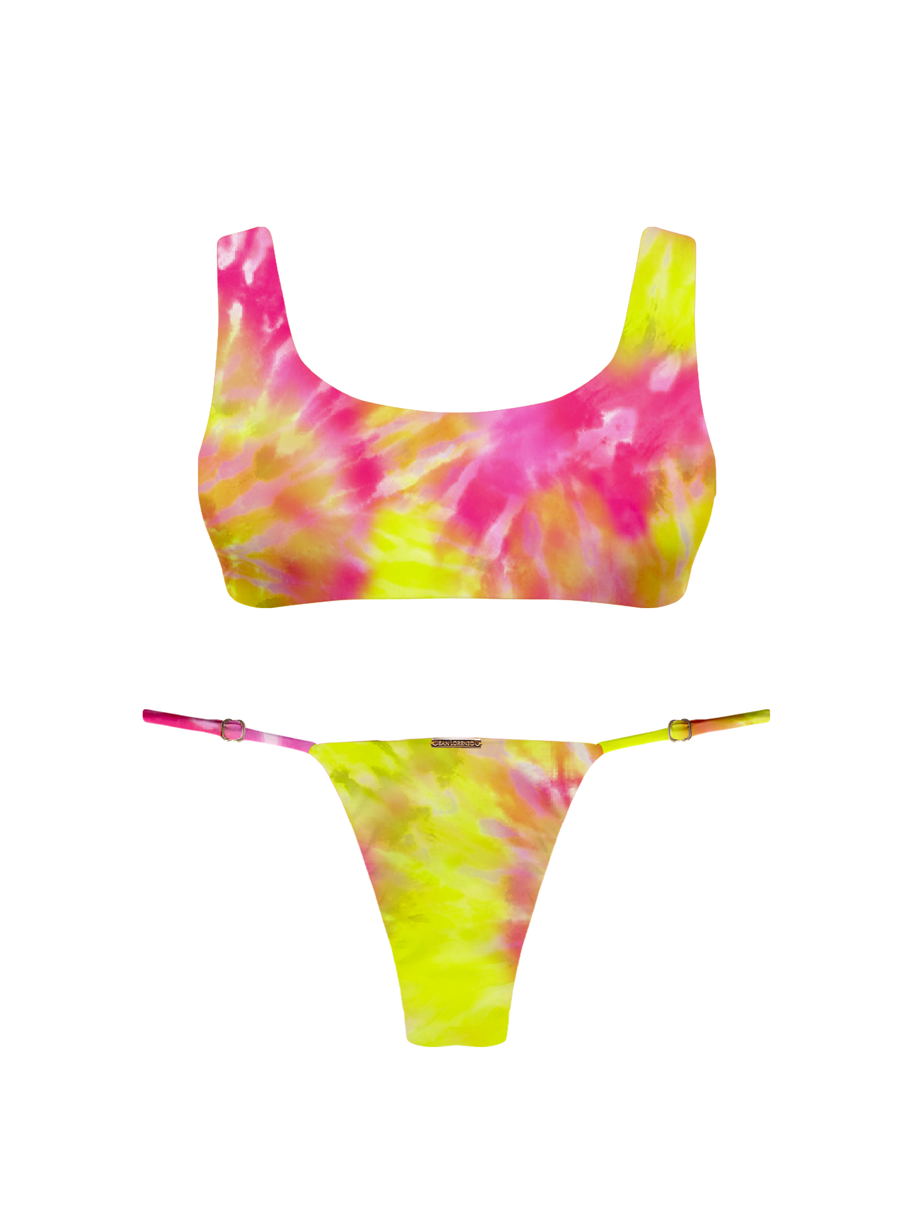 Paradiso Hoop Ring Thong Brief  Sunrise Swirl Bikini Bottom