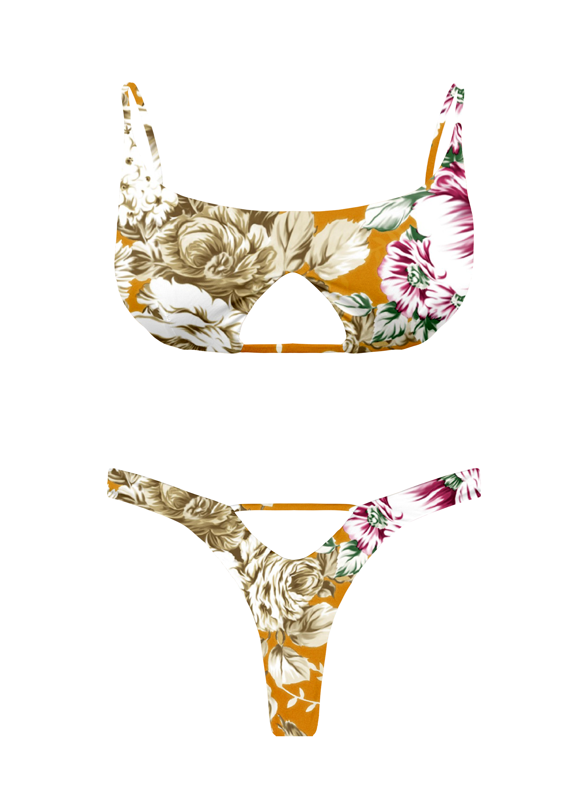 L'Amour Citrus Bloom Cut Out Bikini Top