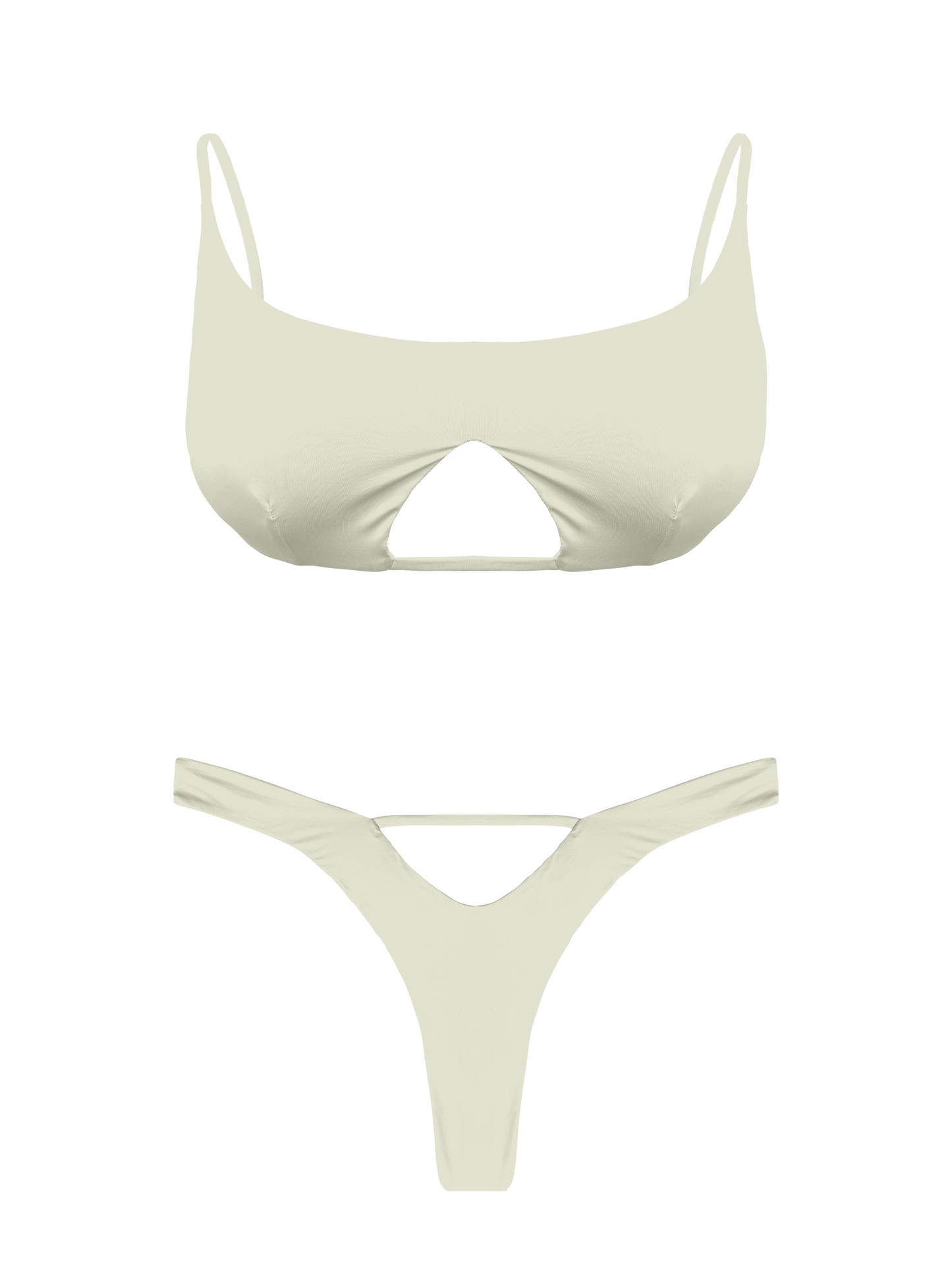 L'Amour Porcelain Cut Out V-Thong Bikini Bottom