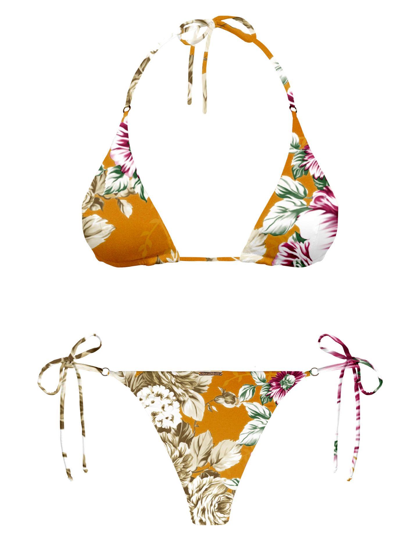 L'Amour Citrus Bloom Hoop Ring Side Tie Bikini Bottom