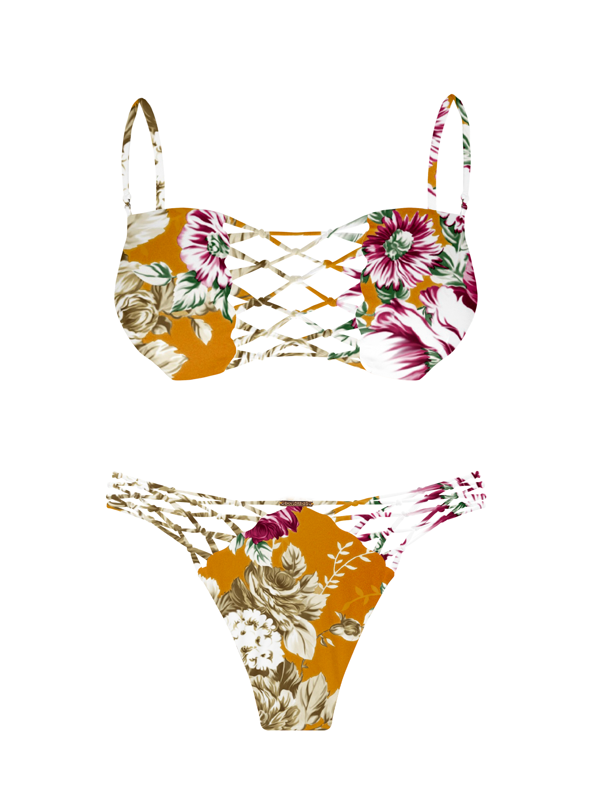 L'Amour Citrus Bloom Interlace Bandeau Bikini Top