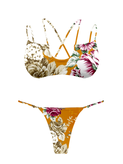 L'Amour Citrus Bloom Adjustable Thin Brief Bikini Bottom