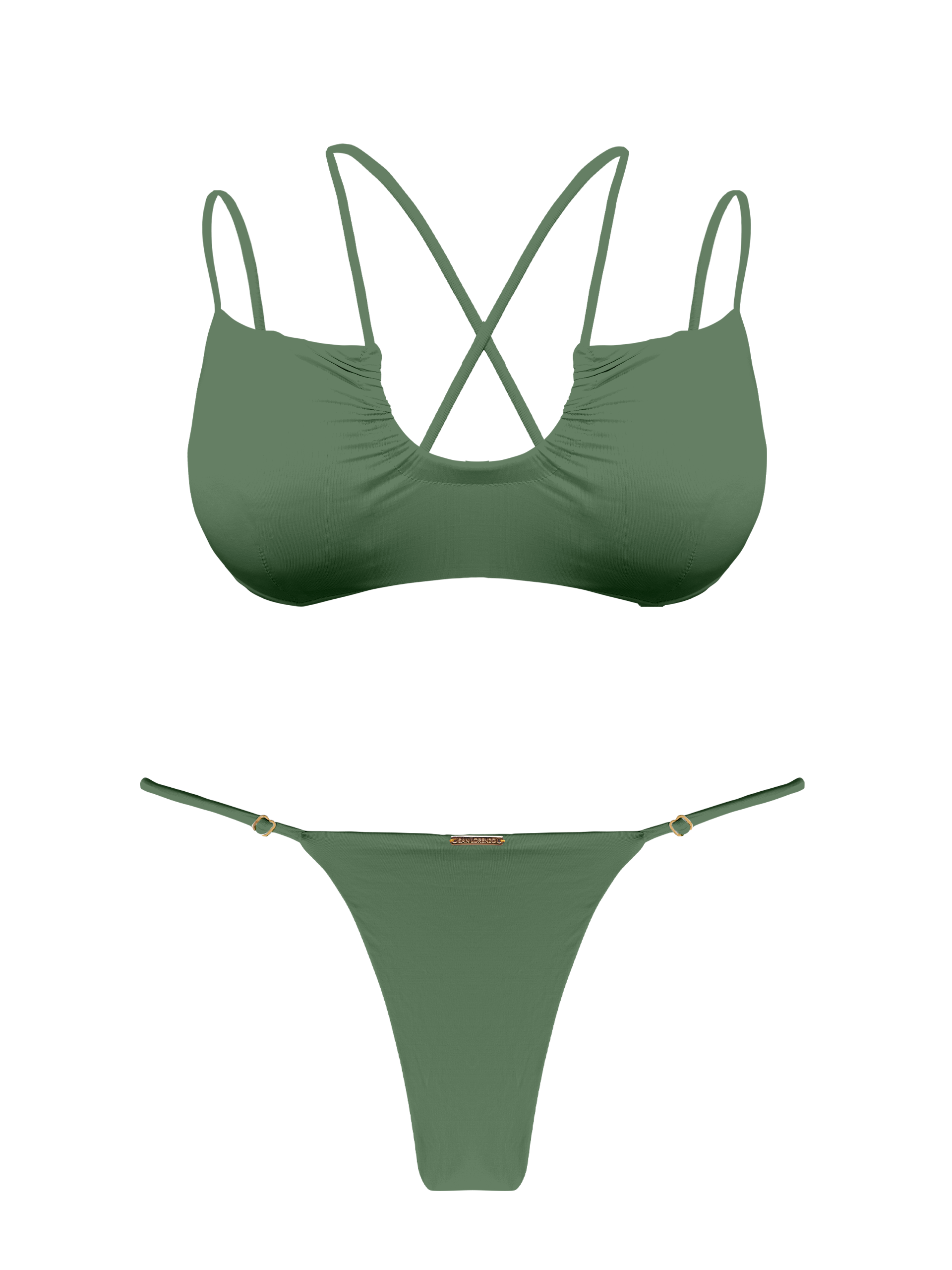 L'Amour Moss Scoop Double String Bikini Top