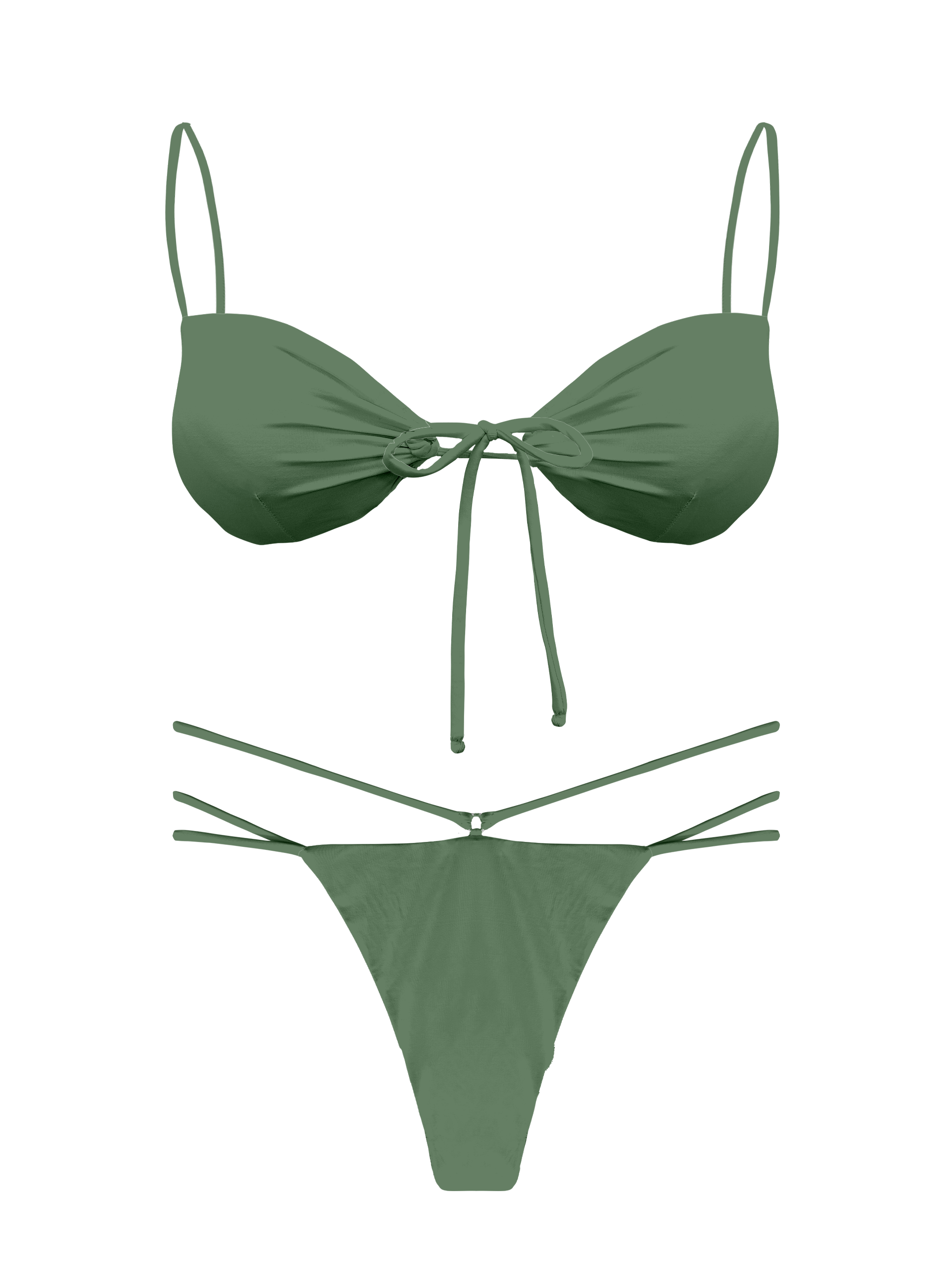 L'Amour Moss Tie Keyhole Bikini Top