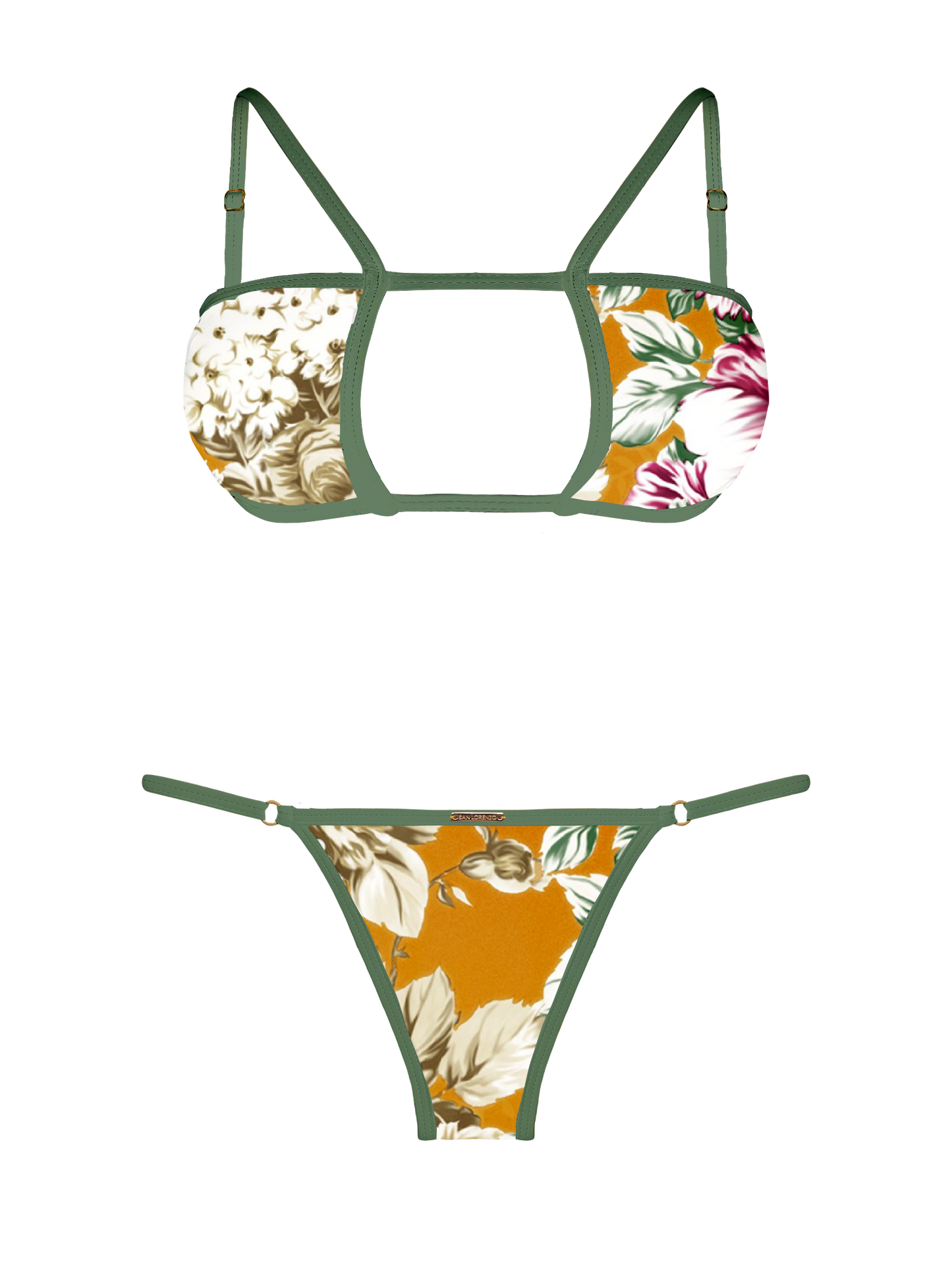 L'Amour Citrus Bloom Trim Keyhole Bikini Top