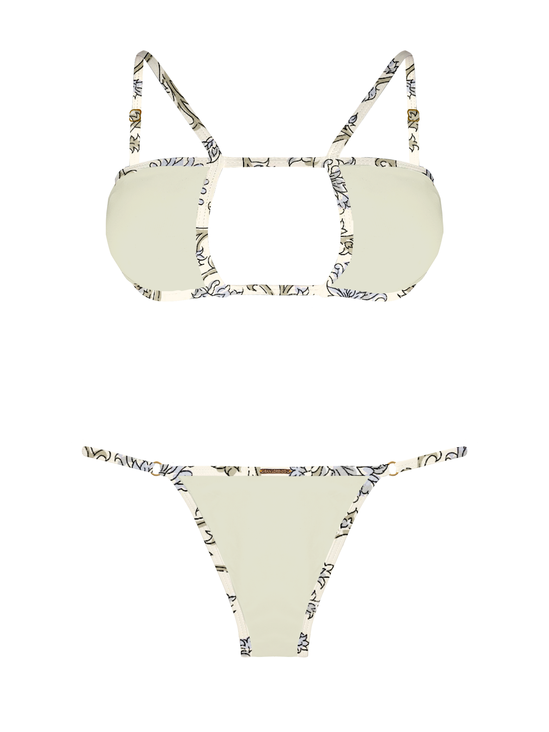 L'Amour Porcelain Trim Keyhole Bikini Top