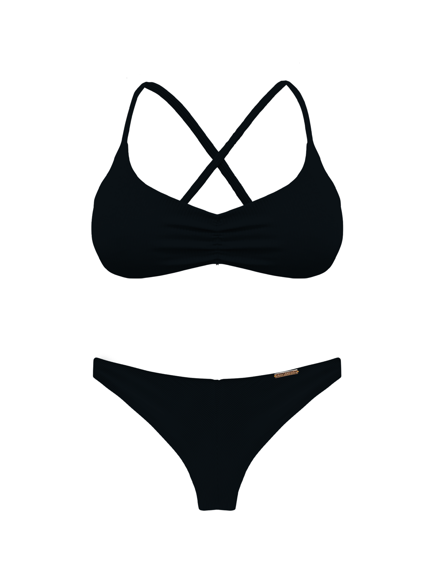 Bonita Obsidian  Ruched Cross Back Bikini Top