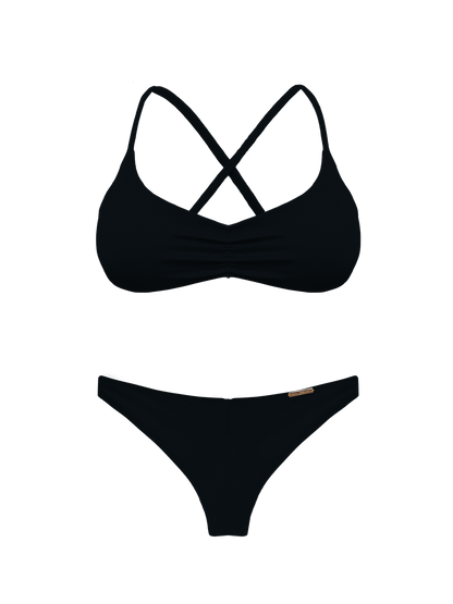 Bonita Obsidian  Ruched Cross Back Bikini Top