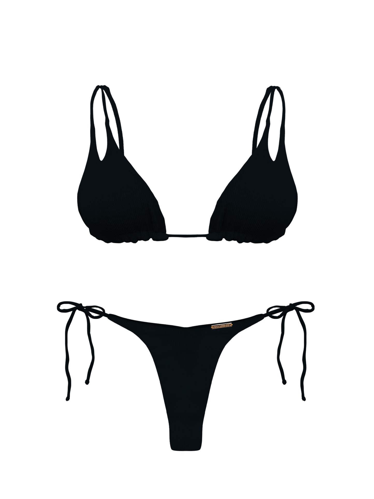 Bonita Obsidian High Cut Side Tie Thong Bikini Bottom