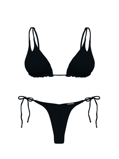 Bonita Obsidian High Cut Side Tie Thong Bikini Bottom