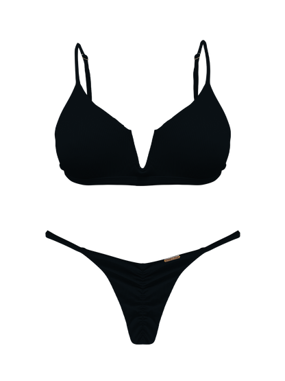 Bonita Obsidian Thin Scrunch Bikini Bottom