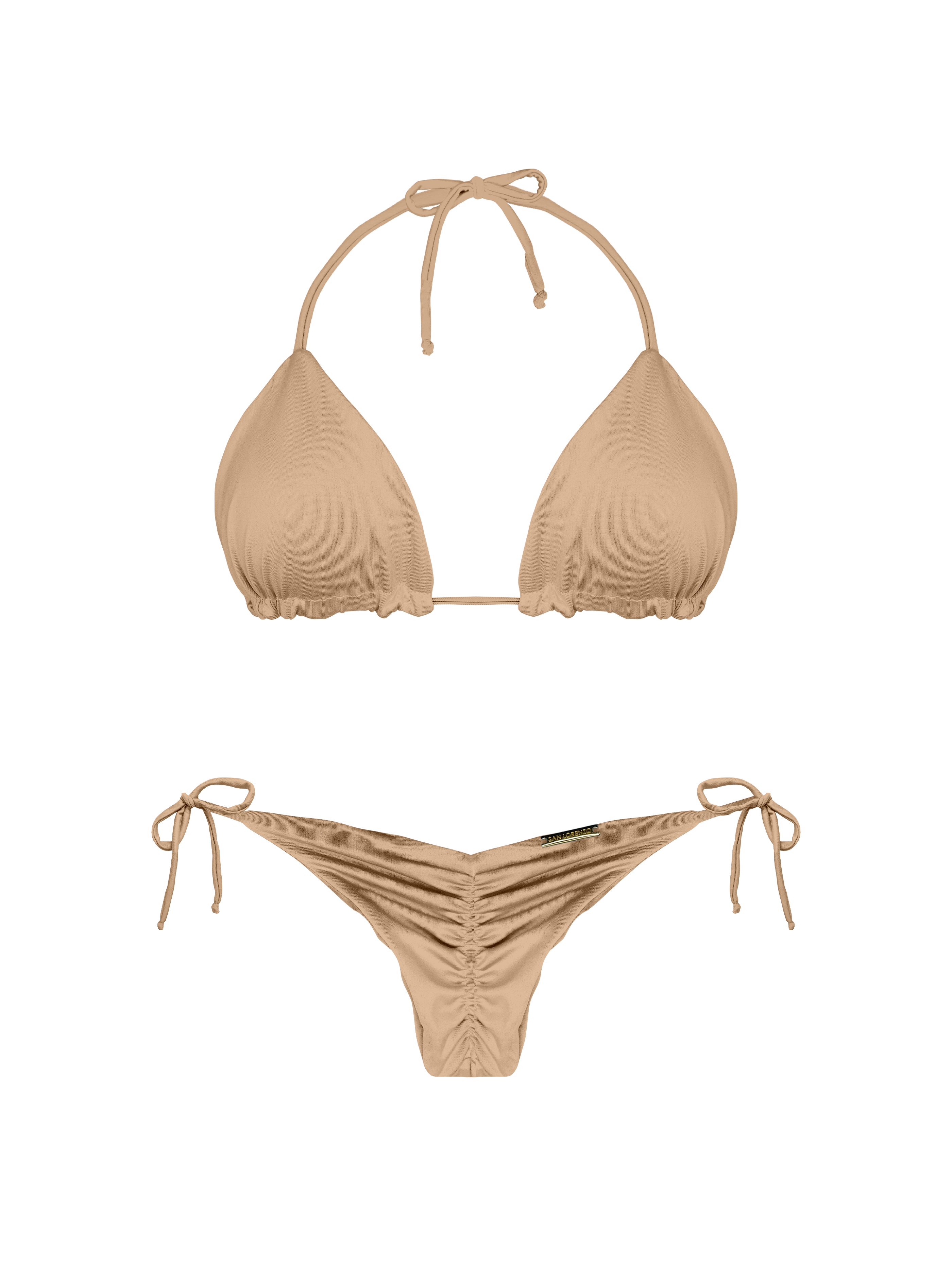 Essential Solids Latte Swirl Rounded Triangle Bikini Top