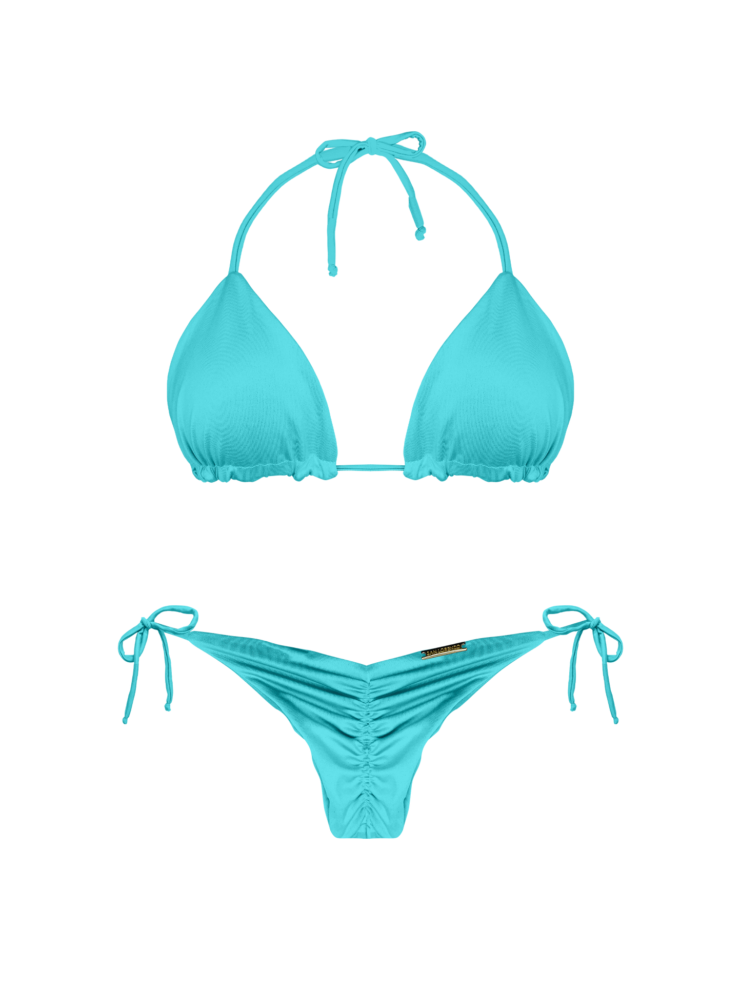 Essential Solids Oceanic Turquoise Thin Scrunch Brief Bikini Bottom