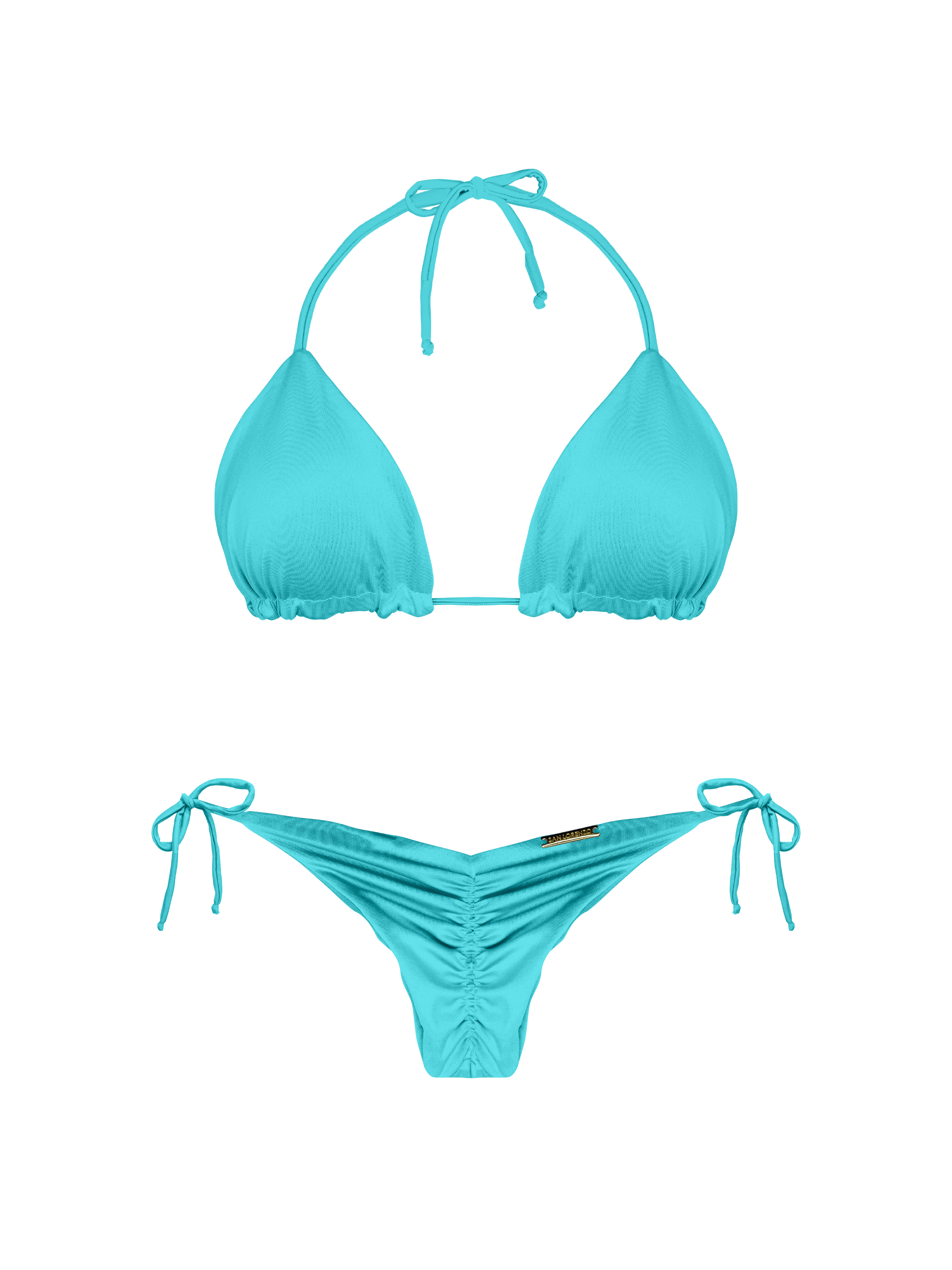 Essential Solids Oceanic Turquoise Thin Scrunch Brief Bikini Bottom