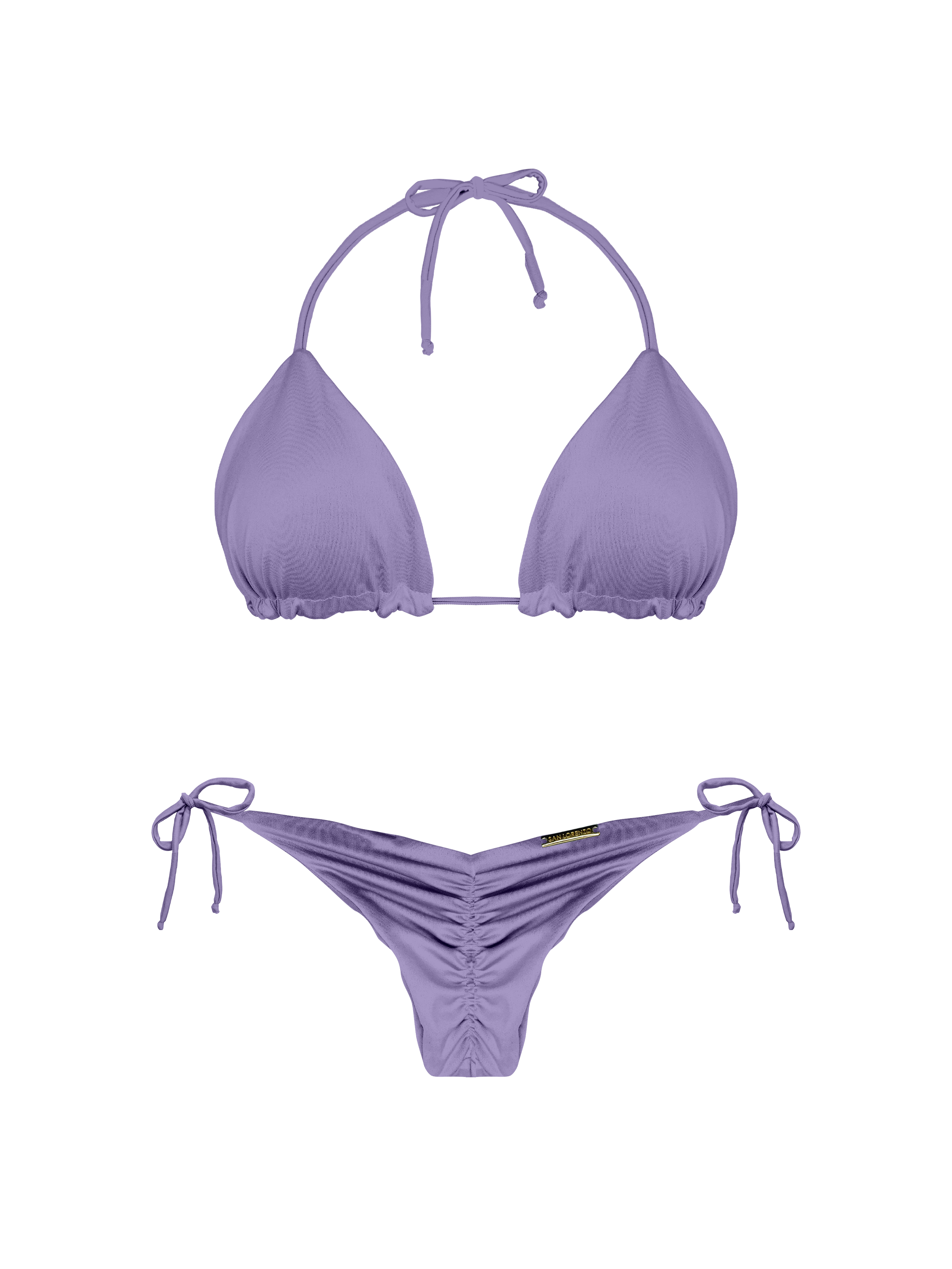 Essential Solids Gray Violet Rounded Triangle Bikini Top