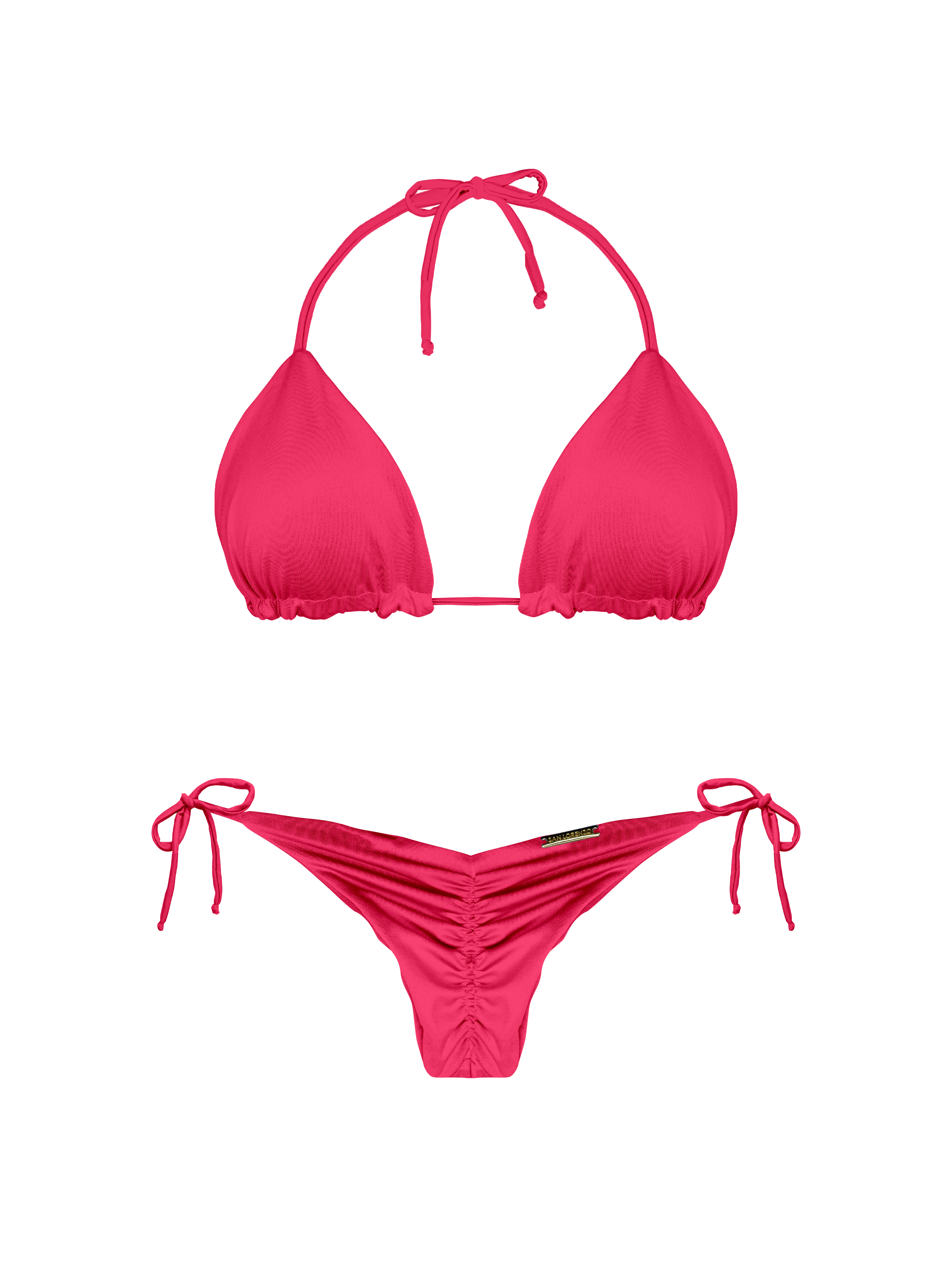 Essential Solids Pink Fusion Rounded Triangle Bikini Top