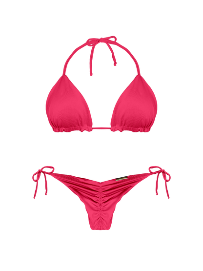 Essential Solids Pink Fusion Thin Scrunch Brief Bikini Bottom