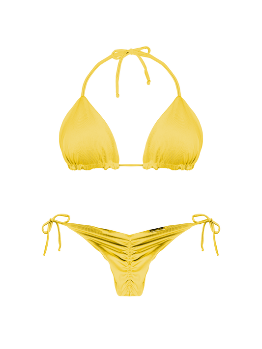 Essential Solids Citrine Rounded Triangle Bikini Top