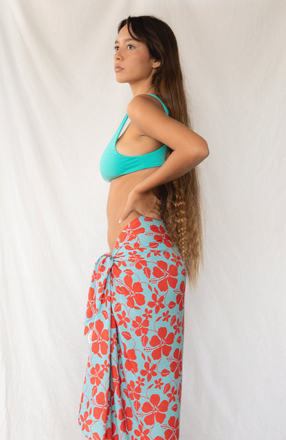 Hibiscus Blue Sarong