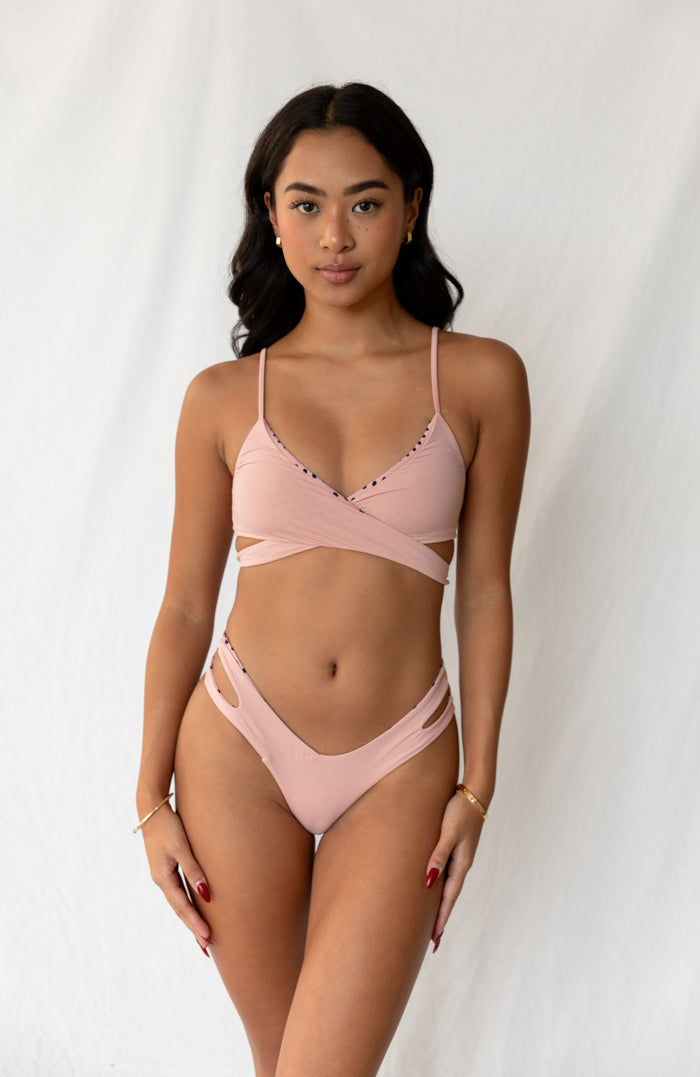 80’s Muse Pink Glamour Double Strap Bikini Bottom