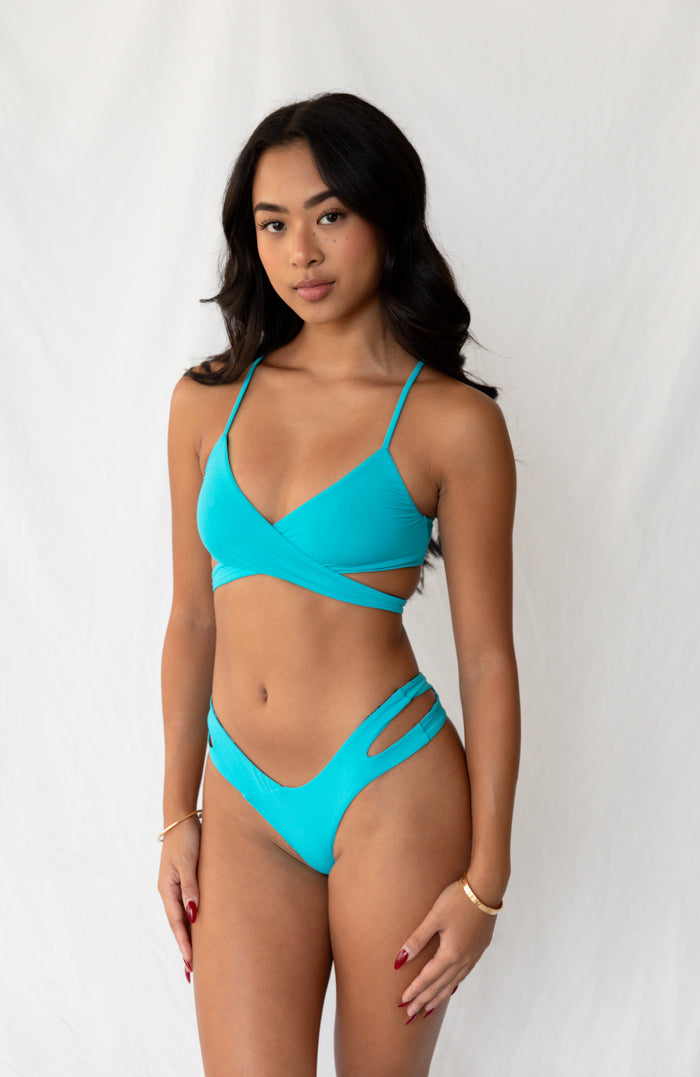 80’s Muse Cyan Amazonite Wrap Around Bikini Top